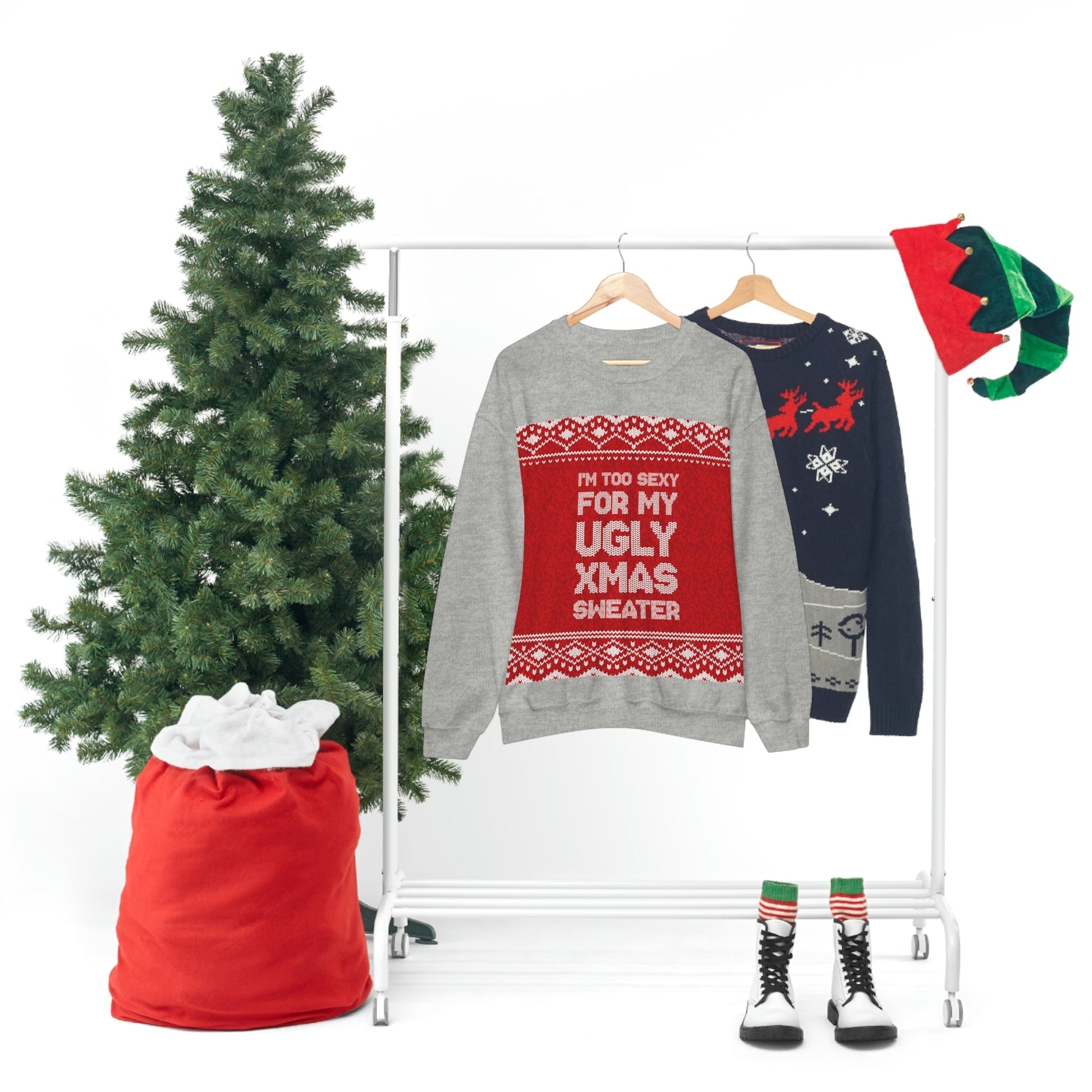 Ugly Christmas Sweater Xmas Slogans Unisex Heavy Blend™ Crewneck Sweatshirt Ichaku [Perfect Gifts Selection]