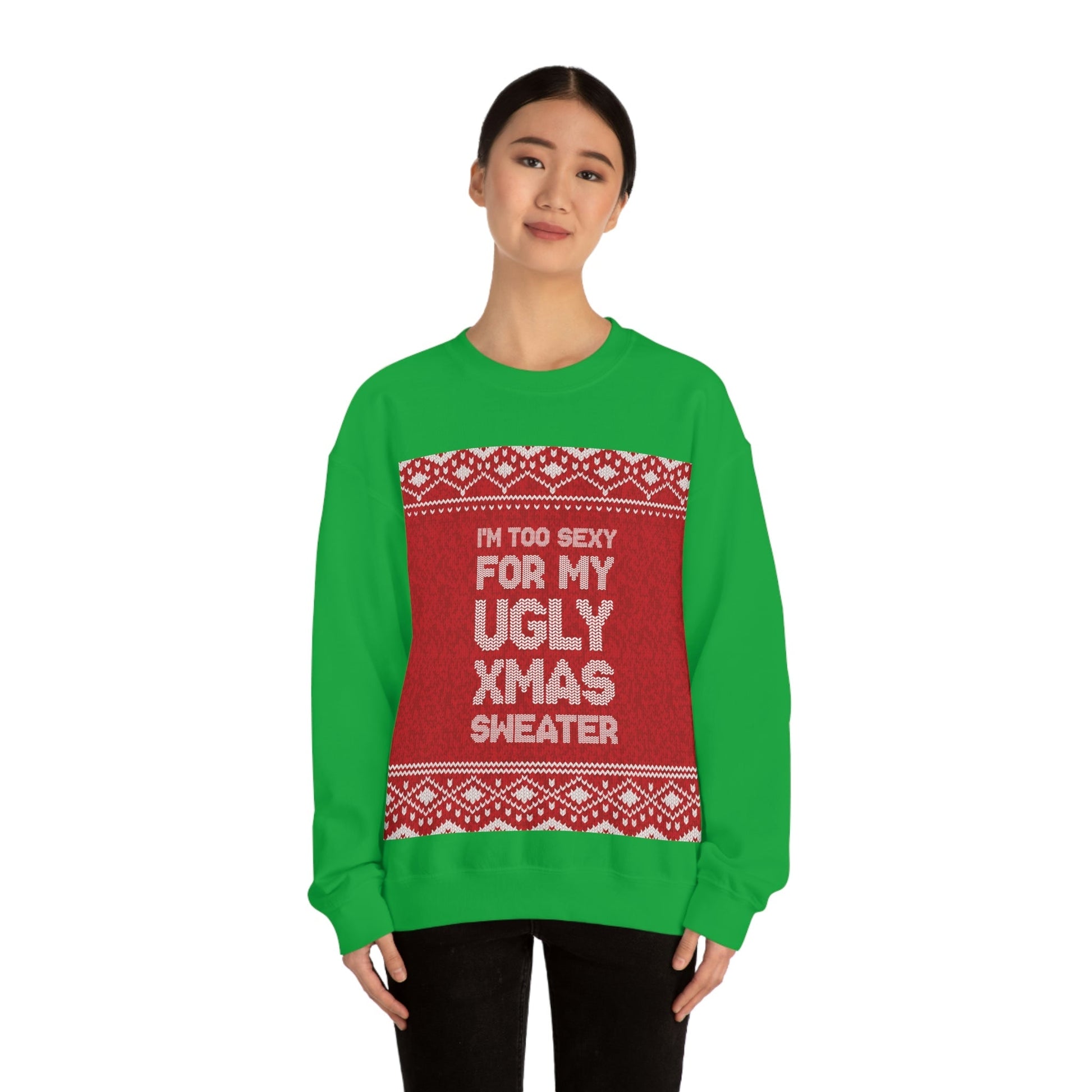 Ugly Christmas Sweater Xmas Slogans Unisex Heavy Blend™ Crewneck Sweatshirt Ichaku [Perfect Gifts Selection]