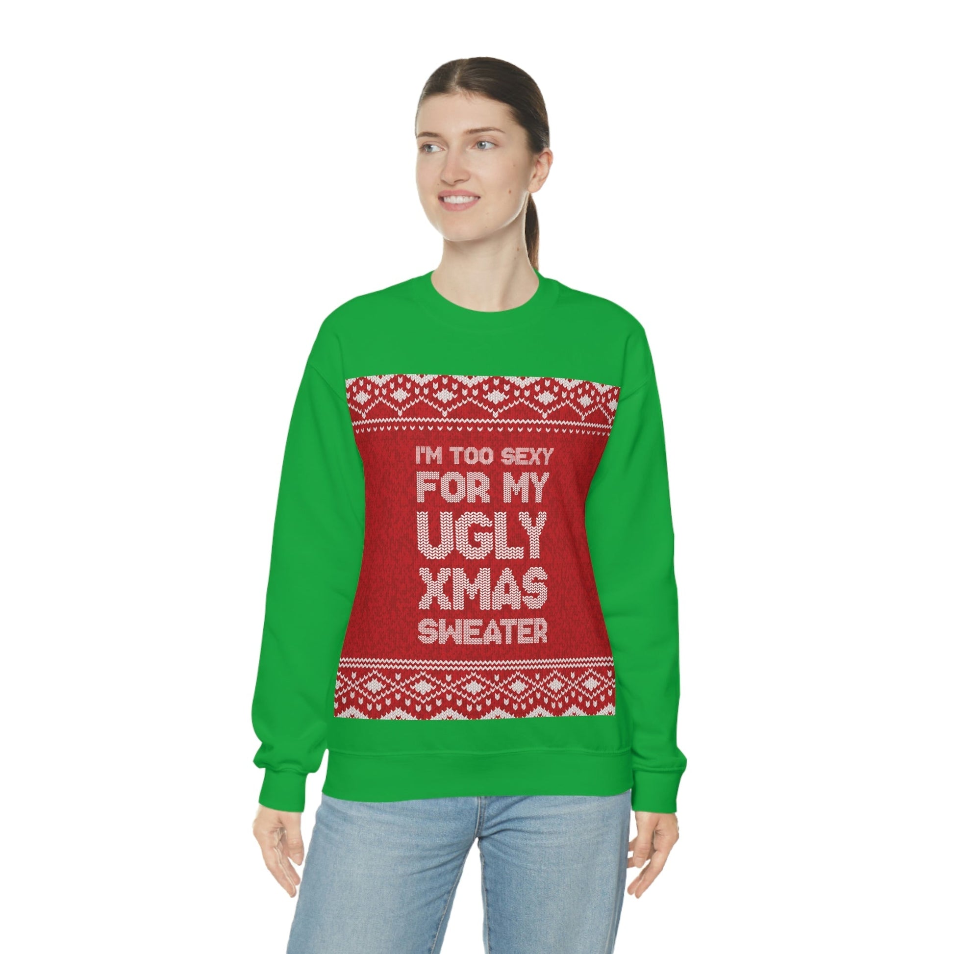 Ugly Christmas Sweater Xmas Slogans Unisex Heavy Blend™ Crewneck Sweatshirt Ichaku [Perfect Gifts Selection]