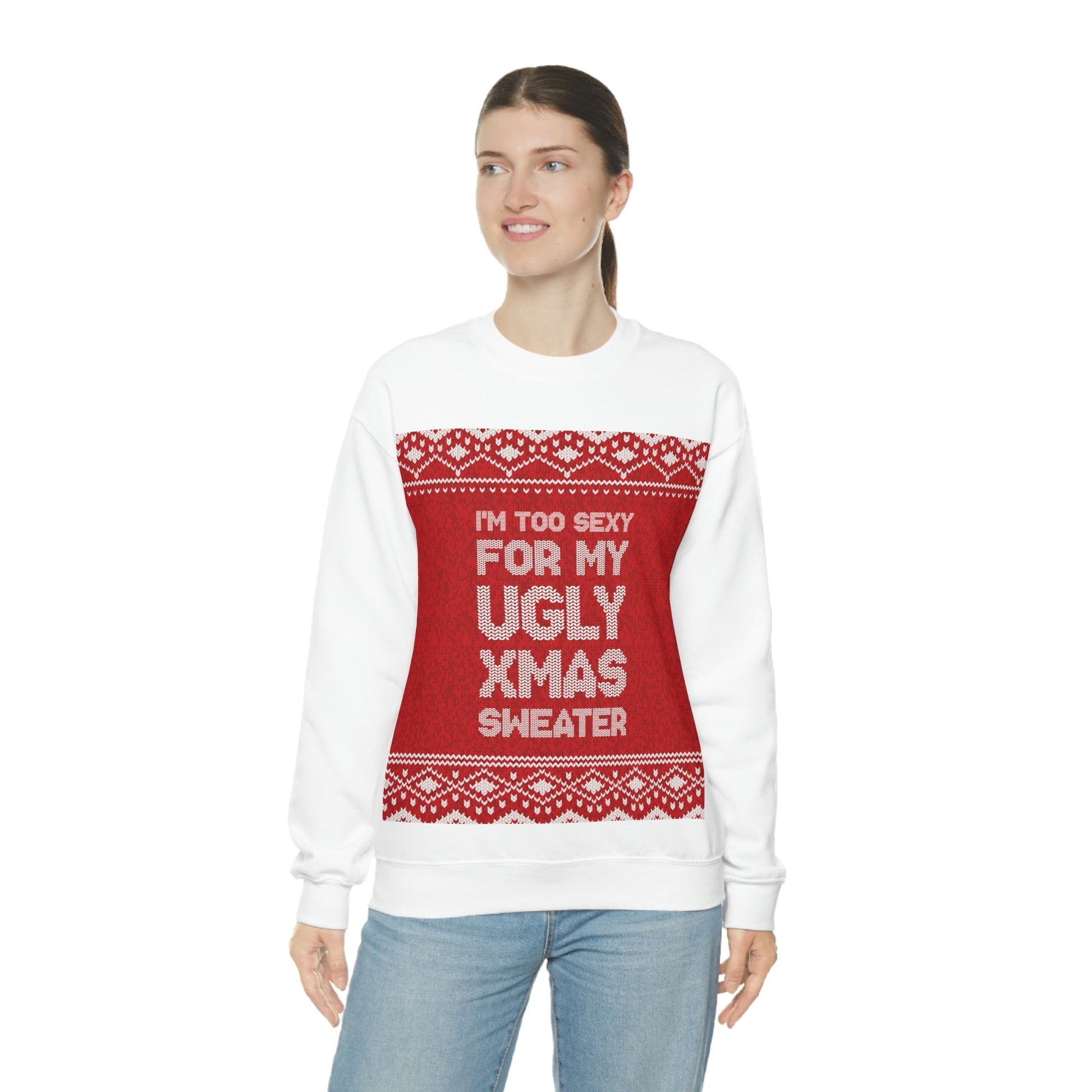 Ugly Christmas Sweater Xmas Slogans Unisex Heavy Blend™ Crewneck Sweatshirt Ichaku [Perfect Gifts Selection]