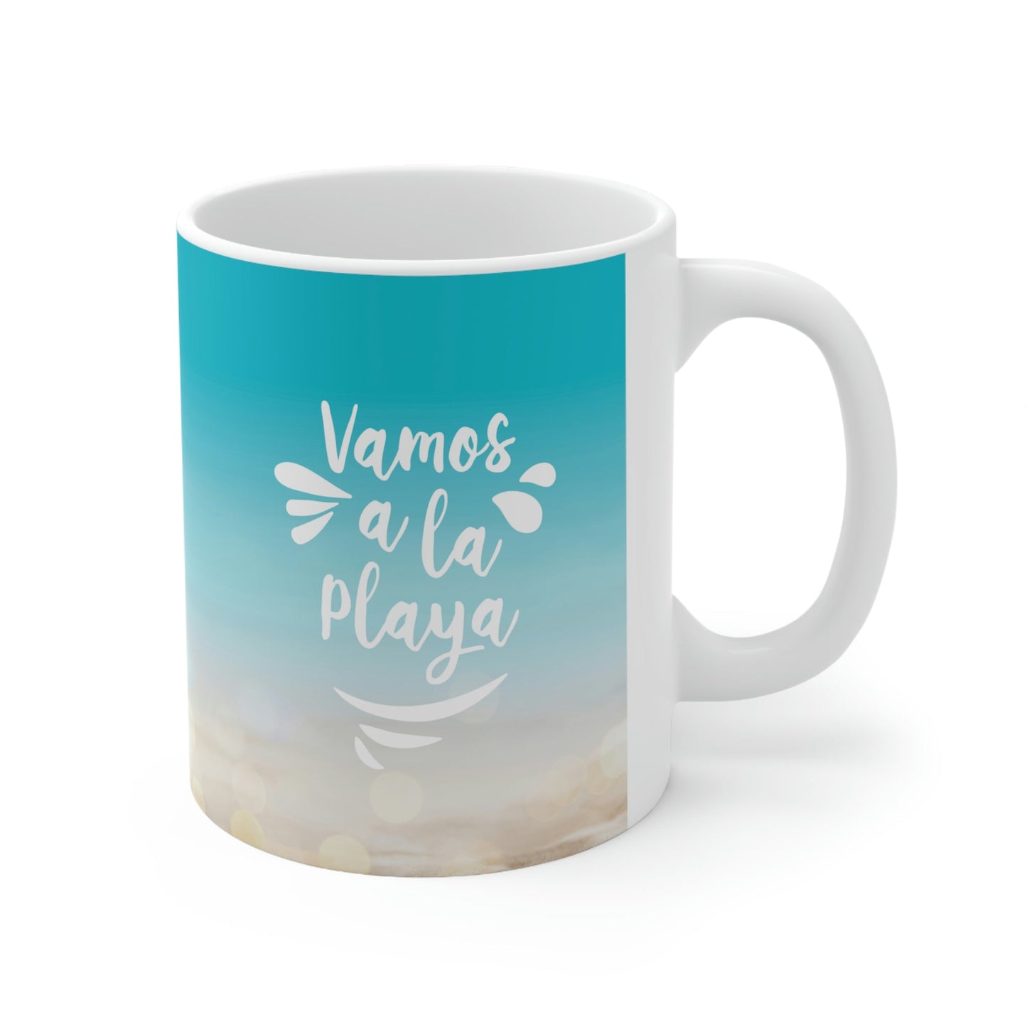 Vamos A La Playa Let's Go To The Beach Sand Art Ceramic Mug 11oz Ichaku [Perfect Gifts Selection]