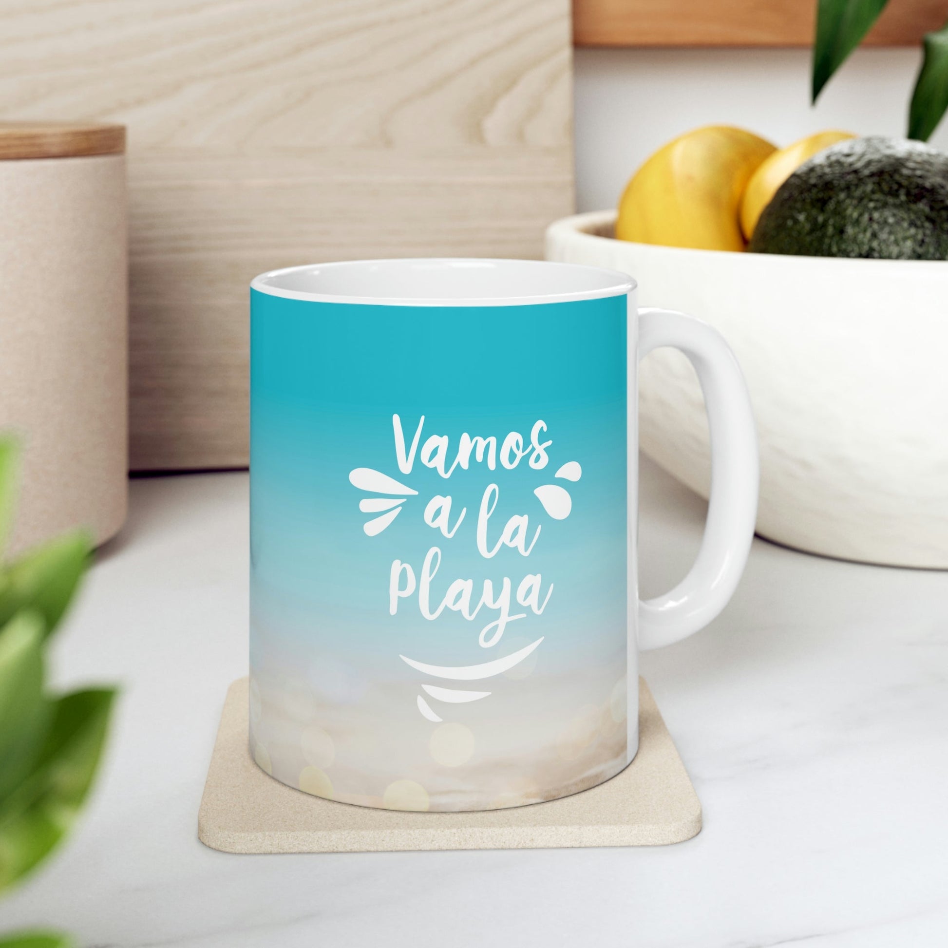 Vamos A La Playa Let's Go To The Beach Sand Art Ceramic Mug 11oz Ichaku [Perfect Gifts Selection]