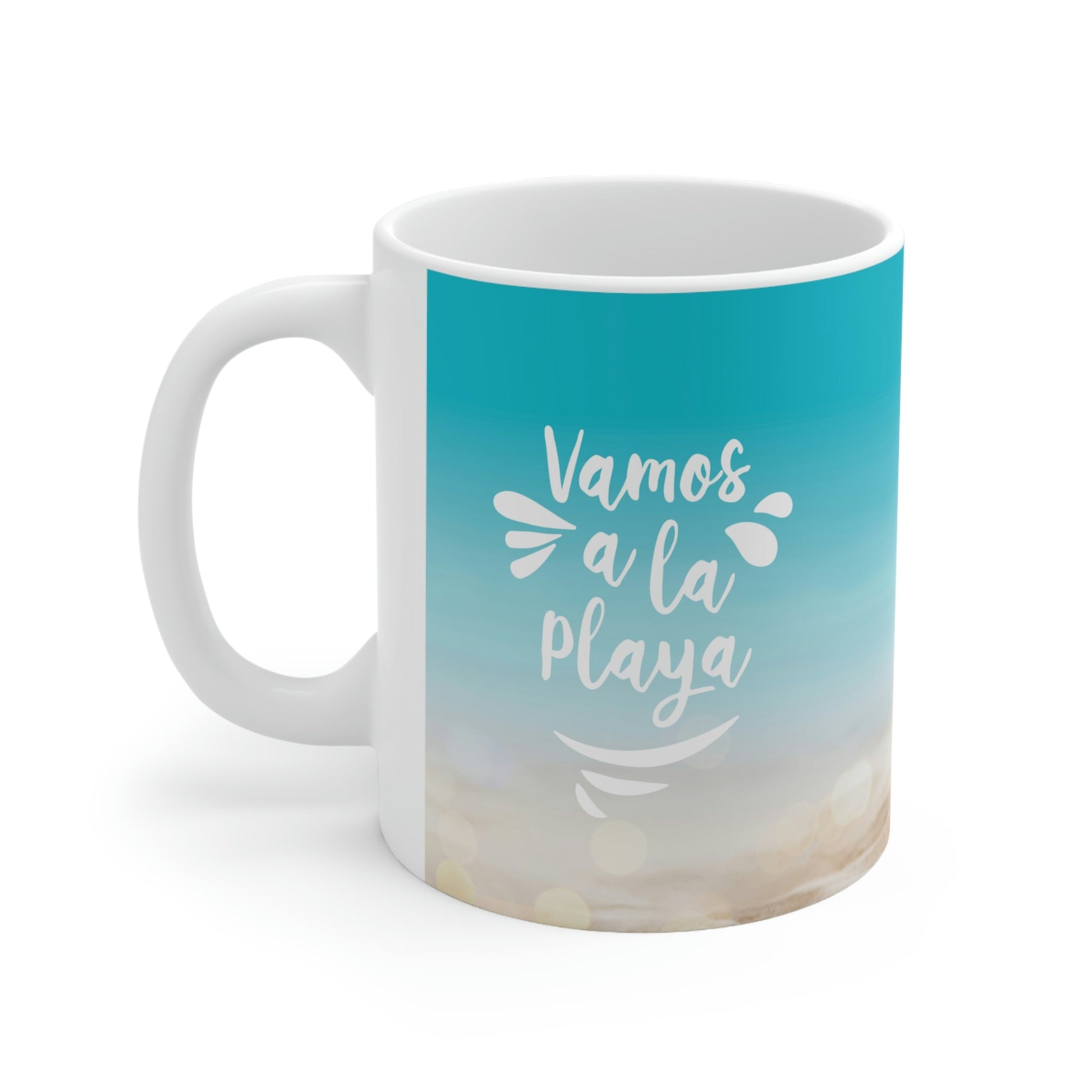 Vamos A La Playa Let's Go To The Beach Sand Art Ceramic Mug 11oz Ichaku [Perfect Gifts Selection]