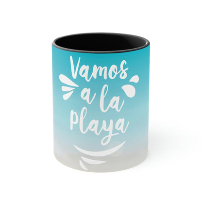 Vamos A La Playa Let's Go To The Beach Sand Art Classic Accent Coffee Mug 11oz Ichaku [Perfect Gifts Selection]