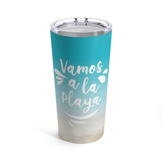 Vamos A La Playa Let's Go To The Beach Sand Art Stainless Steel Hot or Cold Vacuum Tumbler 20oz Ichaku [Perfect Gifts Selection]