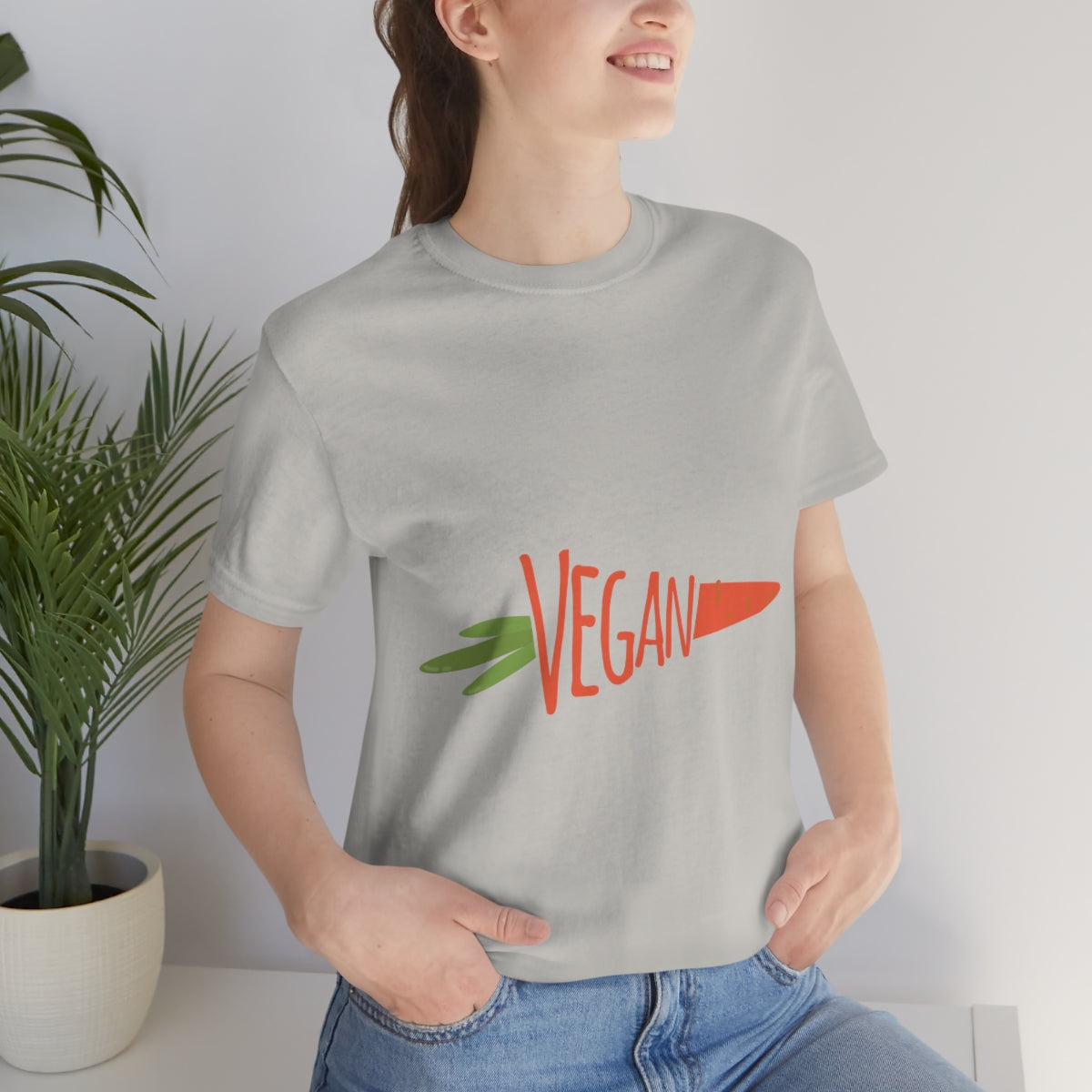 Vegan Food Healthy Meal Orange Simple Carrot  Unisex Jersey Short Sleeve T-Shirt Ichaku [Perfect Gifts Selection]