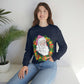 Vintage Retro Pink Santa Christmas Wreath Unisex Heavy Blend™ Crewneck Sweatshirt Ichaku [Perfect Gifts Selection]