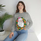 Vintage Retro Pink Santa Christmas Wreath Unisex Heavy Blend™ Crewneck Sweatshirt Ichaku [Perfect Gifts Selection]