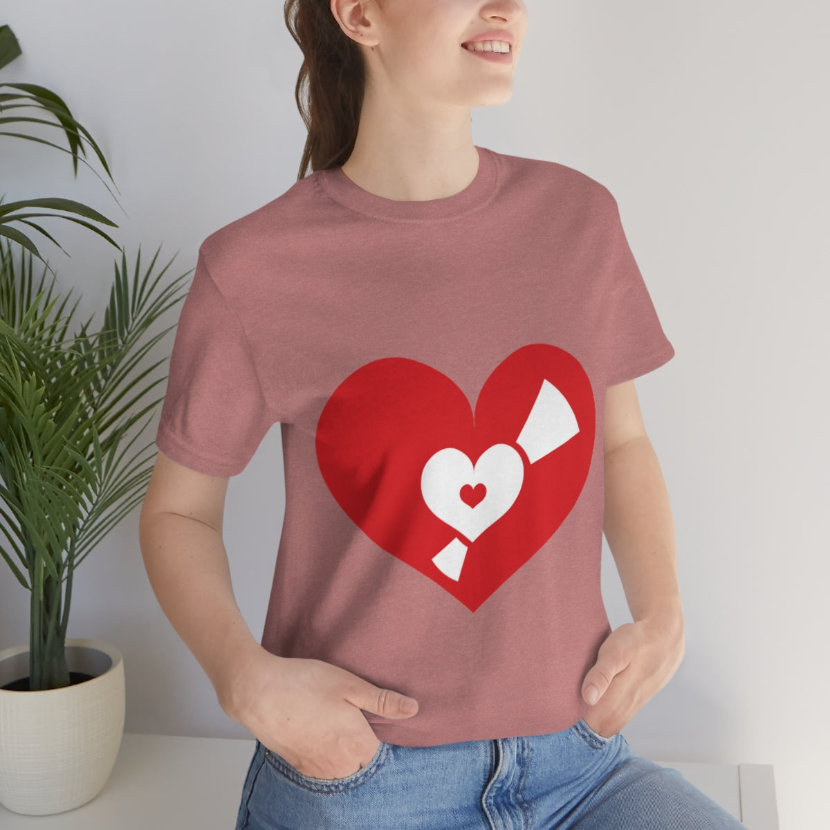 Vinyl Record Music Heart Music Fan 1980s Nostalgia Unisex Jersey Short Sleeve T-Shirt Ichaku [Perfect Gifts Selection]