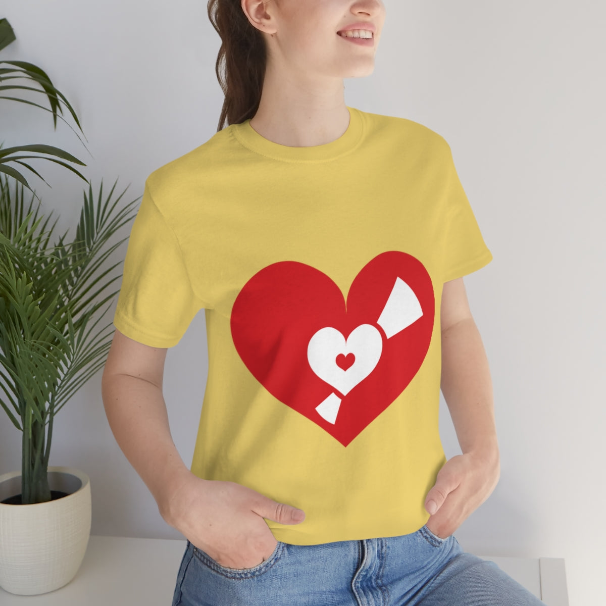 Vinyl Record Music Heart Music Fan 1980s Nostalgia Unisex Jersey Short Sleeve T-Shirt Ichaku [Perfect Gifts Selection]