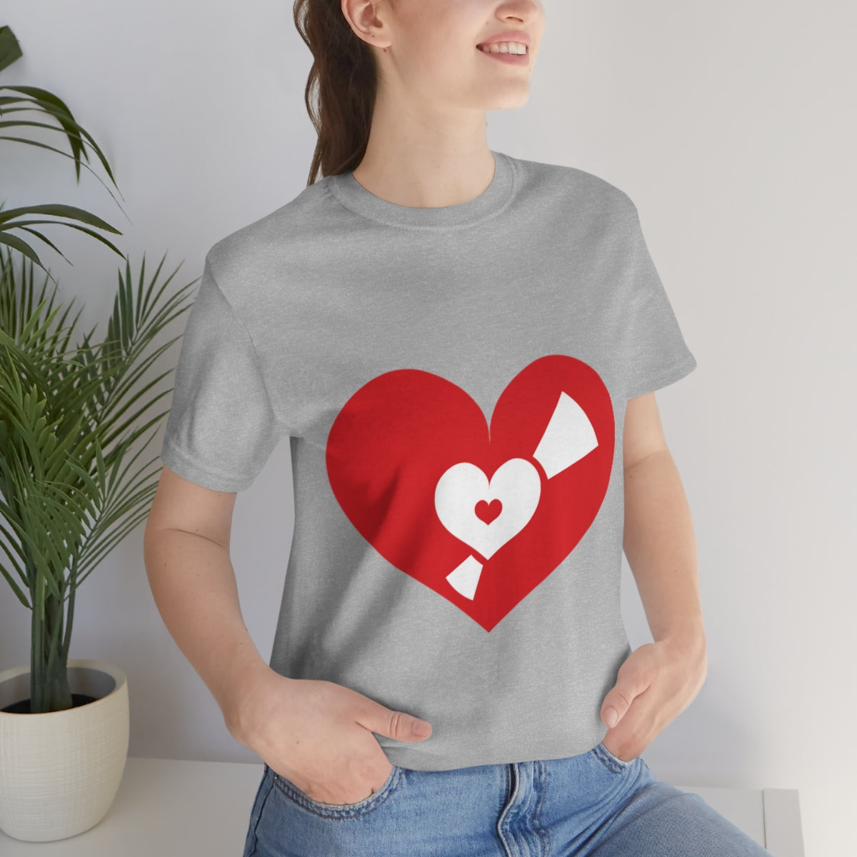 Vinyl Record Music Heart Music Fan 1980s Nostalgia Unisex Jersey Short Sleeve T-Shirt Ichaku [Perfect Gifts Selection]