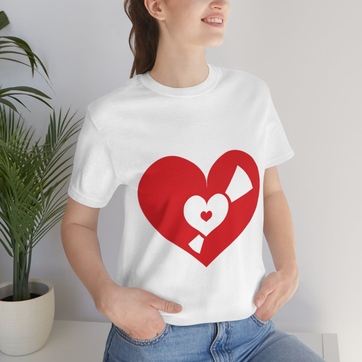 Vinyl Record Music Heart Music Fan 1980s Nostalgia Unisex Jersey Short Sleeve T-Shirt Ichaku [Perfect Gifts Selection]