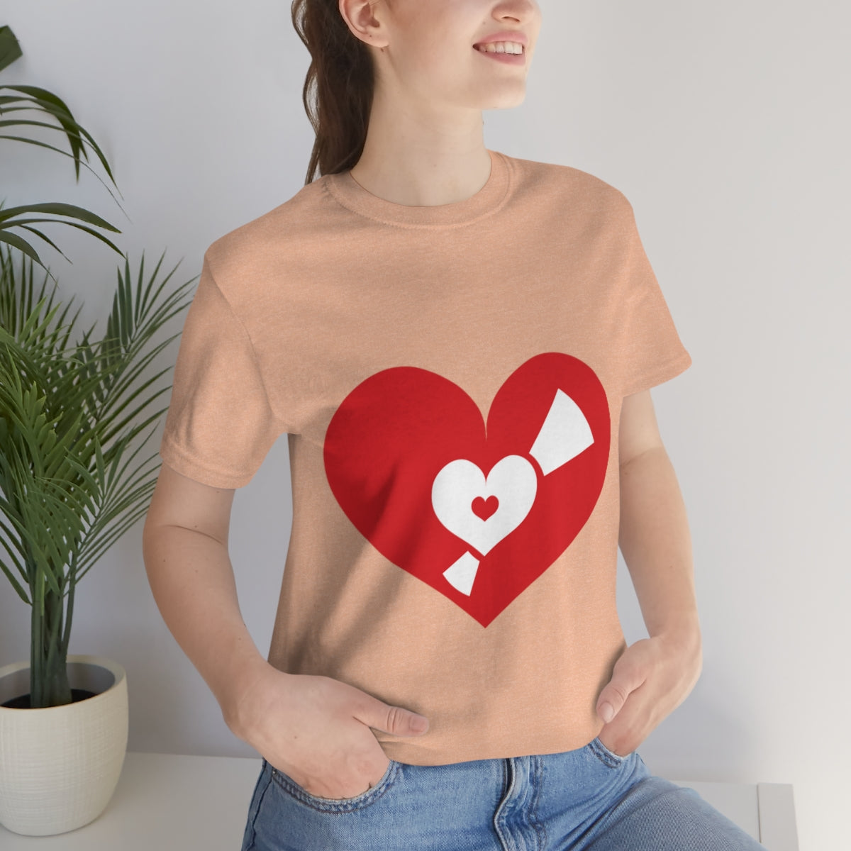 Vinyl Record Music Heart Music Fan 1980s Nostalgia Unisex Jersey Short Sleeve T-Shirt Ichaku [Perfect Gifts Selection]