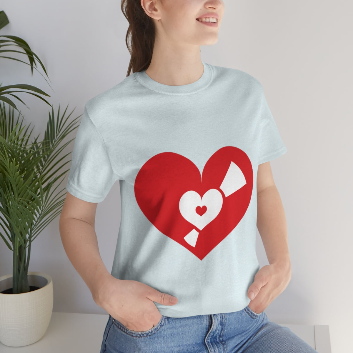 Vinyl Record Music Heart Music Fan 1980s Nostalgia Unisex Jersey Short Sleeve T-Shirt Ichaku [Perfect Gifts Selection]