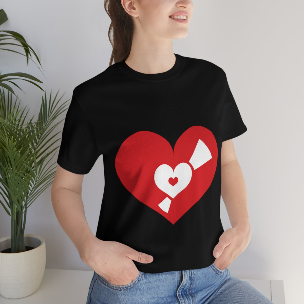 Vinyl Record Music Heart Music Fan 1980s Nostalgia Unisex Jersey Short Sleeve T-Shirt Ichaku [Perfect Gifts Selection]