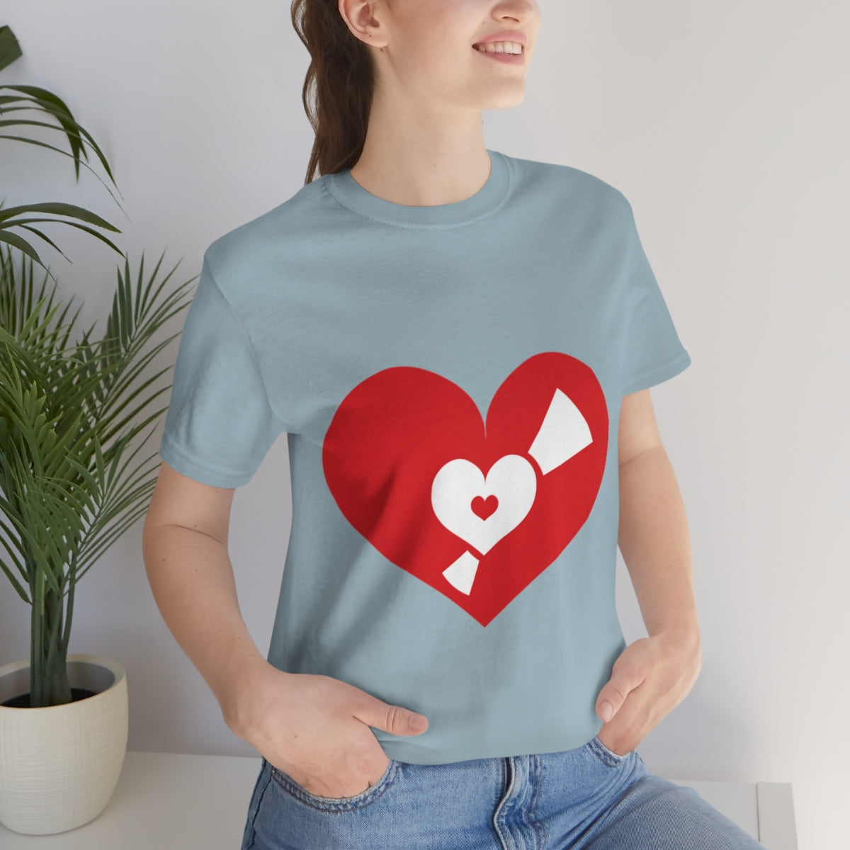 Vinyl Record Music Heart Music Fan 1980s Nostalgia Unisex Jersey Short Sleeve T-Shirt Ichaku [Perfect Gifts Selection]