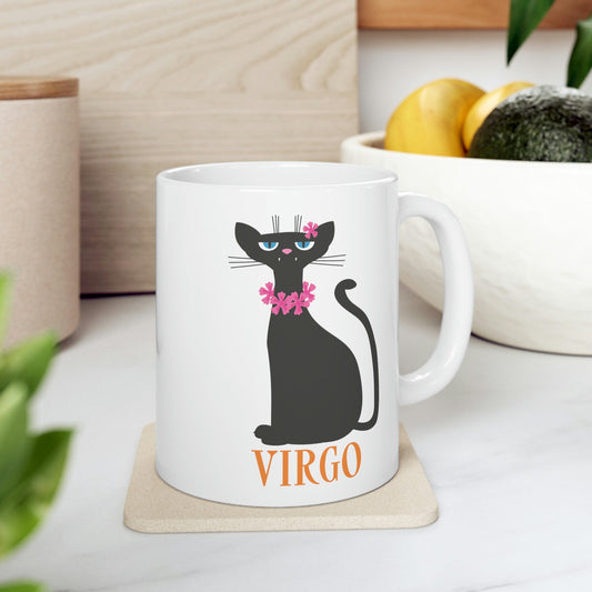 Virgo Cat Zodiac Sign Ceramic Mug 11oz Ichaku [Perfect Gifts Selection]