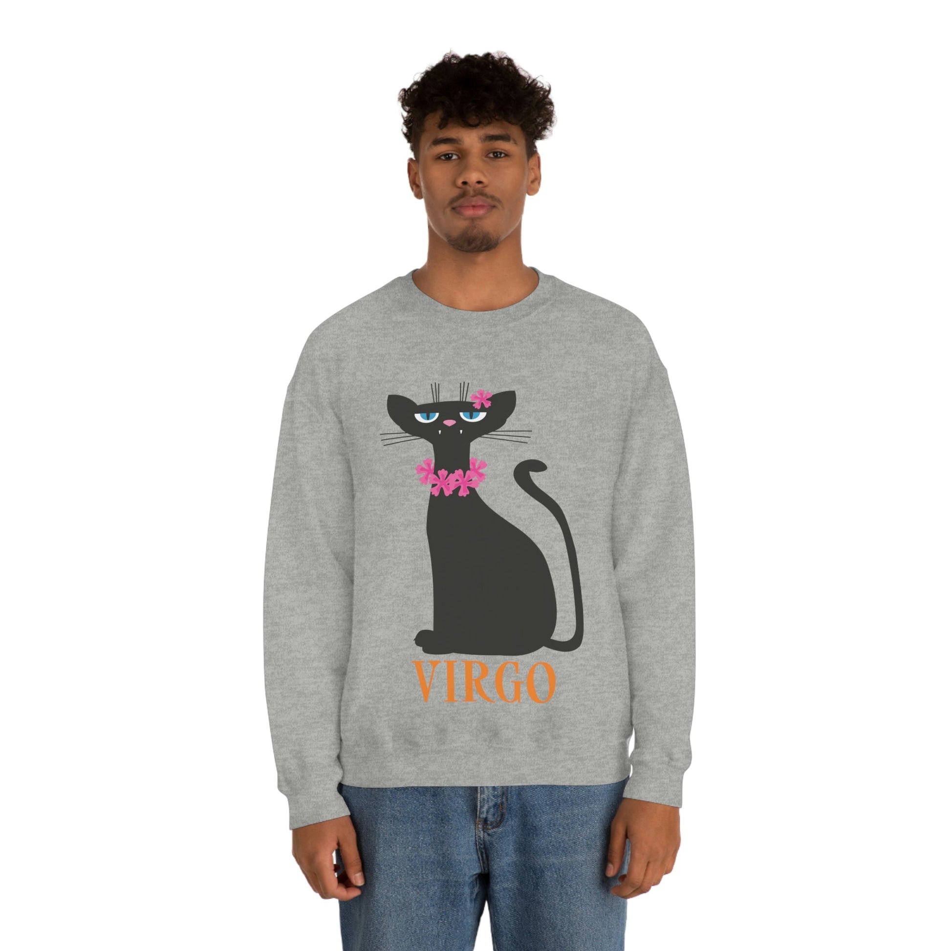 Virgo Cat Zodiac Sign Cute Funny Unisex Heavy Blend™ Crewneck Sweatshirt Ichaku [Perfect Gifts Selection]