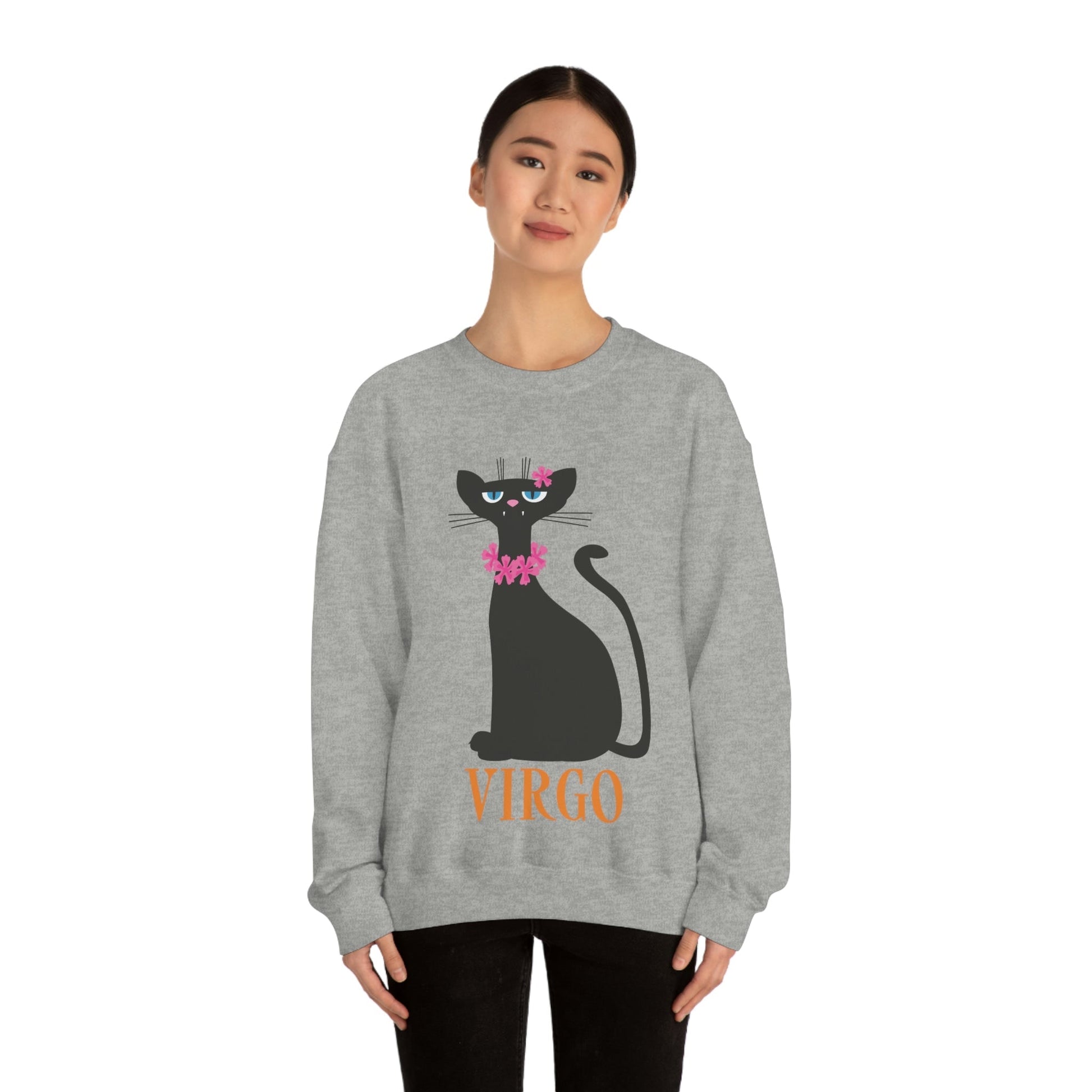 Virgo Cat Zodiac Sign Cute Funny Unisex Heavy Blend™ Crewneck Sweatshirt Ichaku [Perfect Gifts Selection]