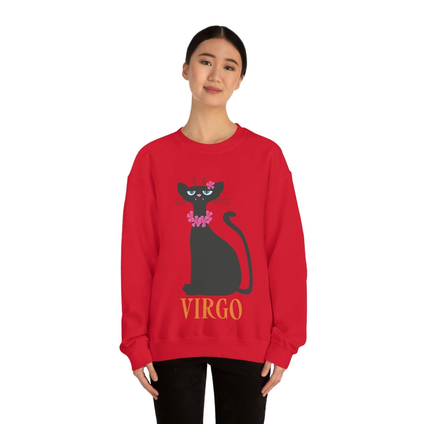 Virgo Cat Zodiac Sign Cute Funny Unisex Heavy Blend™ Crewneck Sweatshirt Ichaku [Perfect Gifts Selection]