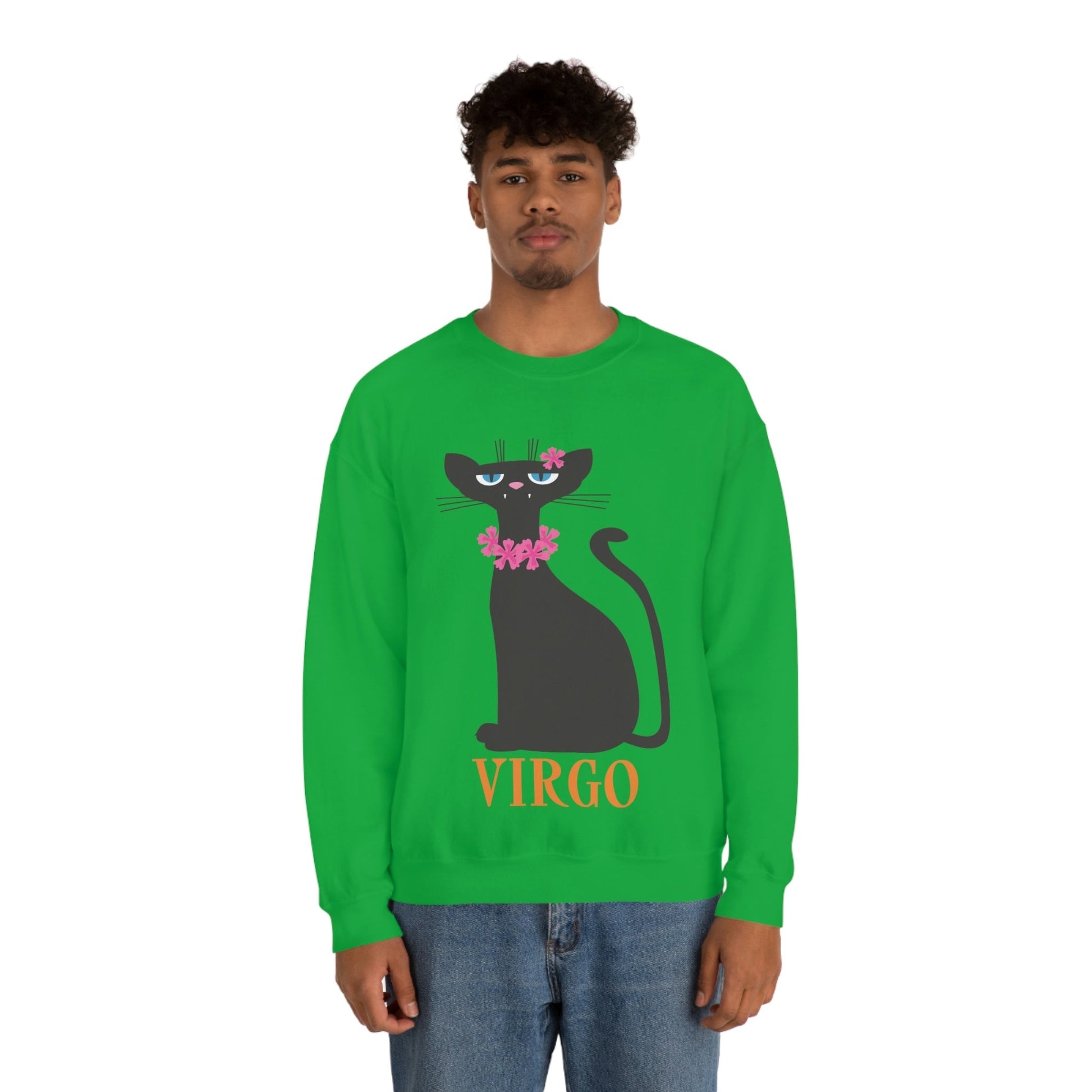 Virgo Cat Zodiac Sign Cute Funny Unisex Heavy Blend™ Crewneck Sweatshirt Ichaku [Perfect Gifts Selection]