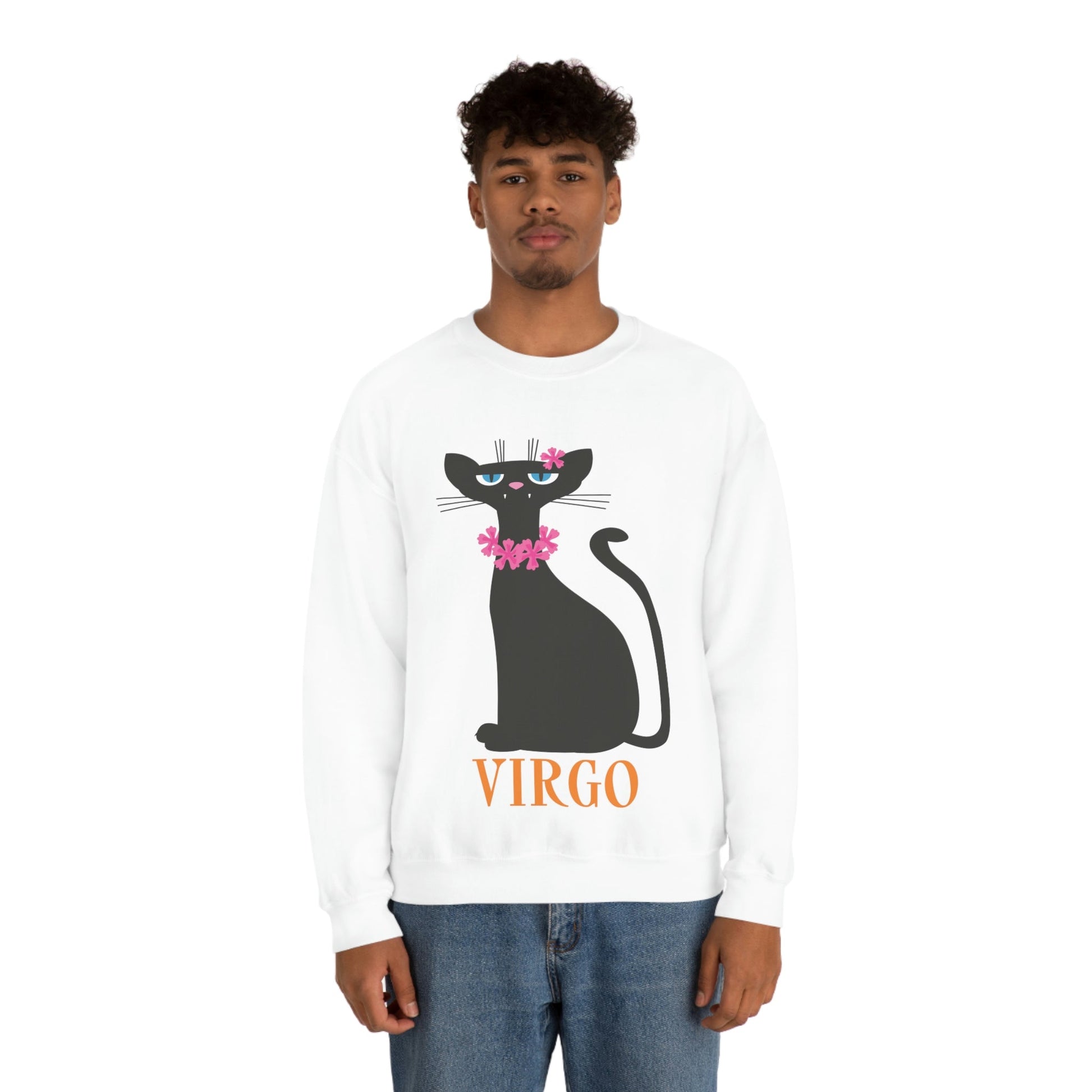 Virgo Cat Zodiac Sign Unisex Heavy Blend™ Crewneck Sweatshirt Ichaku [Perfect Gifts Selection]