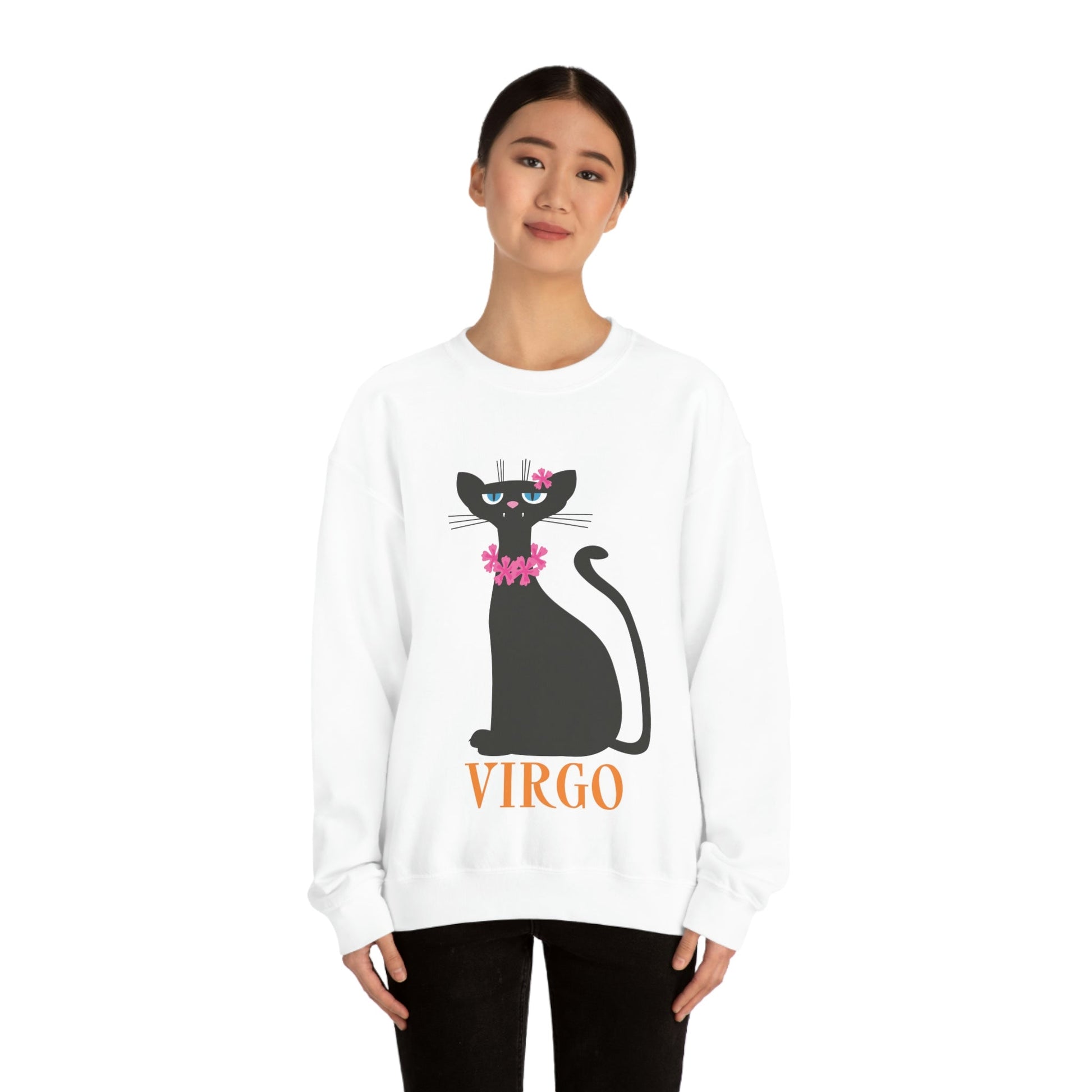 Virgo Cat Zodiac Sign Unisex Heavy Blend™ Crewneck Sweatshirt Ichaku [Perfect Gifts Selection]