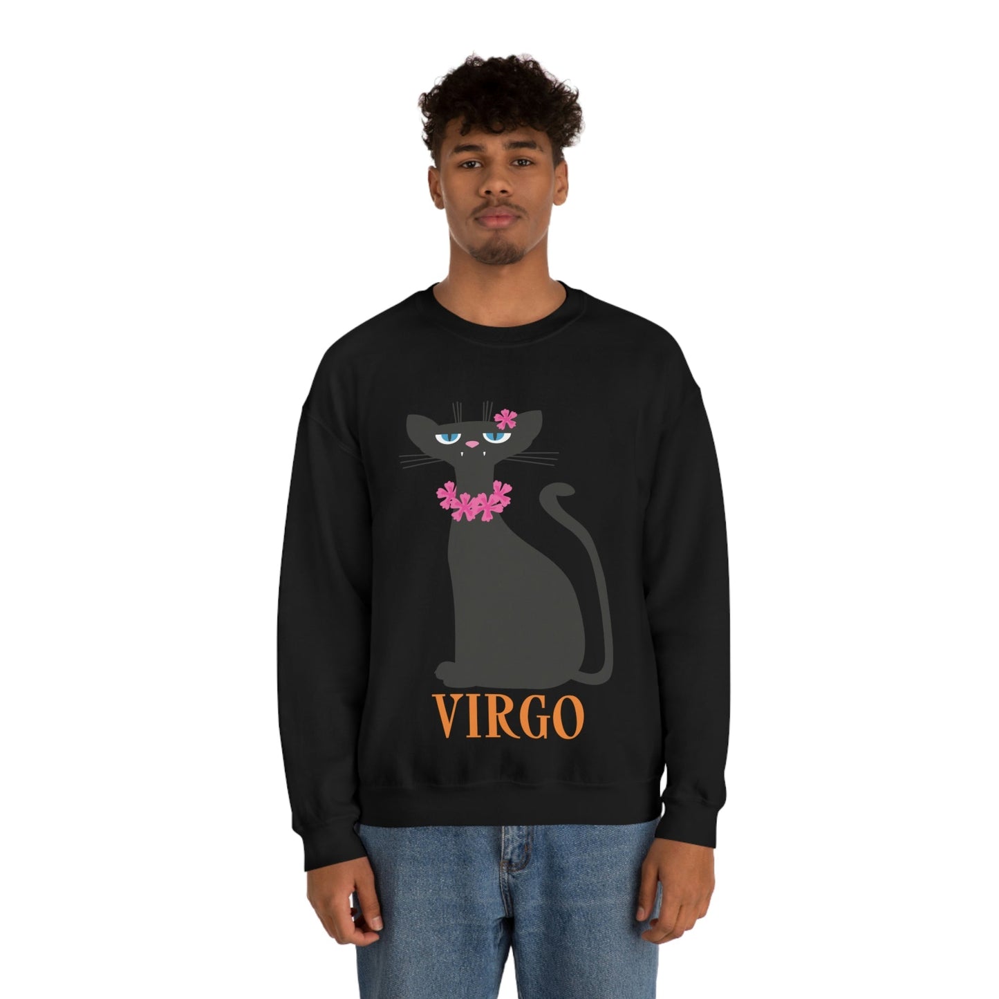 Virgo Cat Zodiac Sign Unisex Heavy Blend™ Crewneck Sweatshirt Ichaku [Perfect Gifts Selection]