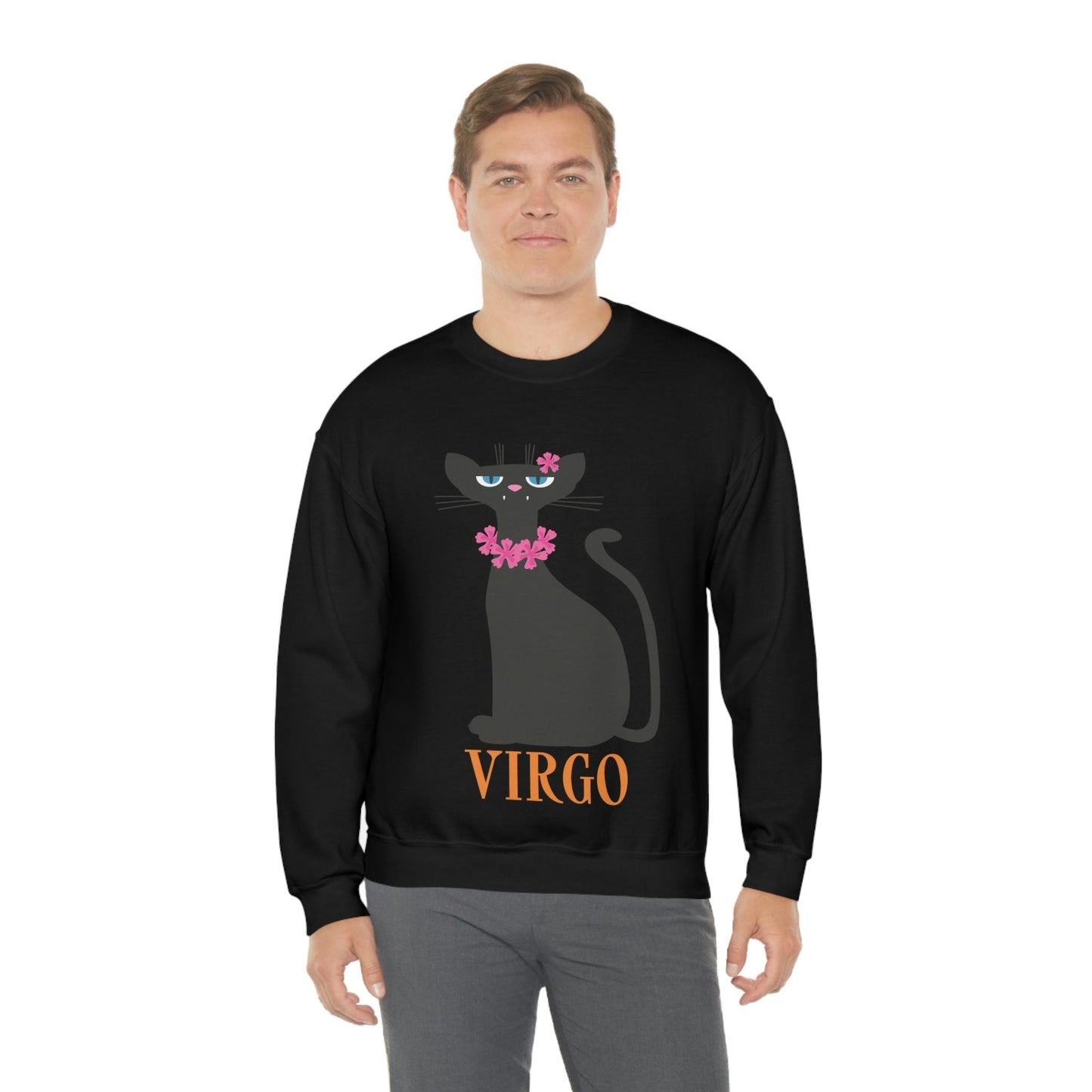 Virgo Cat Zodiac Sign Unisex Heavy Blend™ Crewneck Sweatshirt Ichaku [Perfect Gifts Selection]