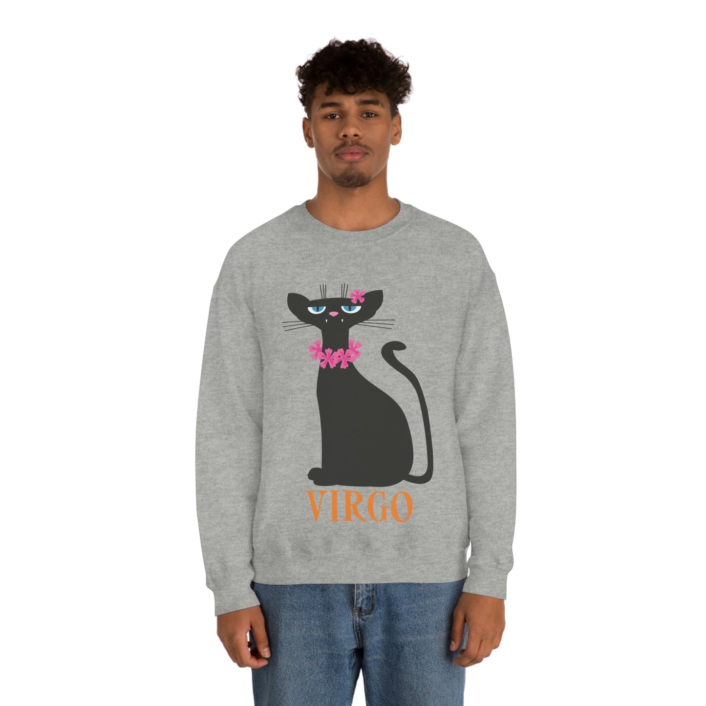 Virgo Cat Zodiac Sign Unisex Heavy Blend™ Crewneck Sweatshirt Ichaku [Perfect Gifts Selection]