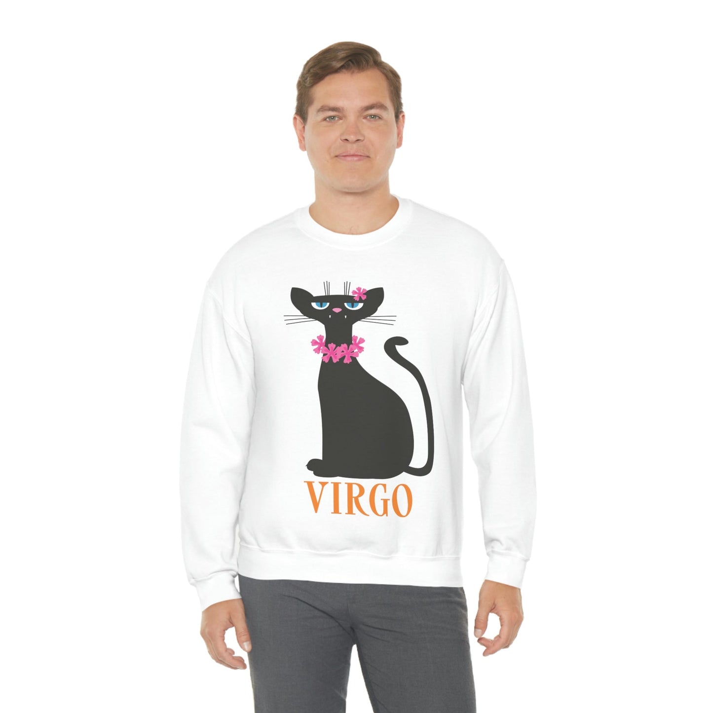 Virgo Cat Zodiac Sign Unisex Heavy Blend™ Crewneck Sweatshirt Ichaku [Perfect Gifts Selection]