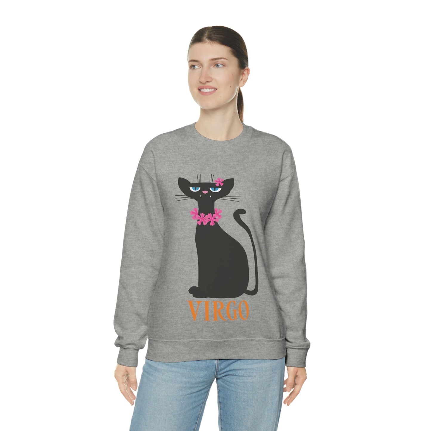 Virgo Cat Zodiac Sign Unisex Heavy Blend™ Crewneck Sweatshirt Ichaku [Perfect Gifts Selection]