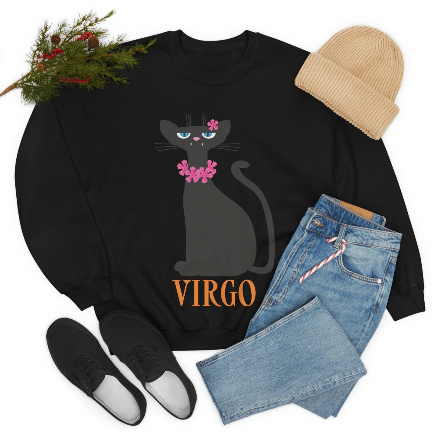 Virgo Cat Zodiac Sign Unisex Heavy Blend™ Crewneck Sweatshirt Ichaku [Perfect Gifts Selection]