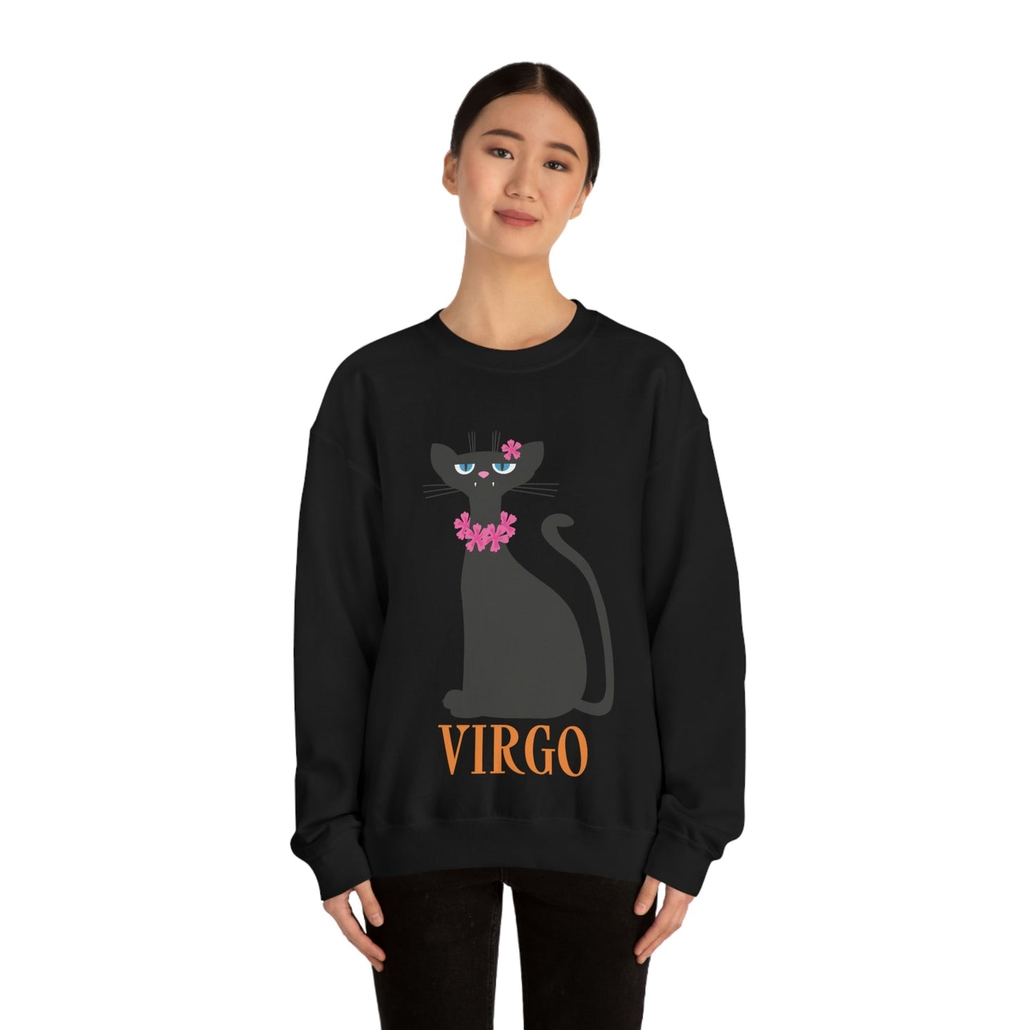 Virgo Cat Zodiac Sign Unisex Heavy Blend™ Crewneck Sweatshirt Ichaku [Perfect Gifts Selection]