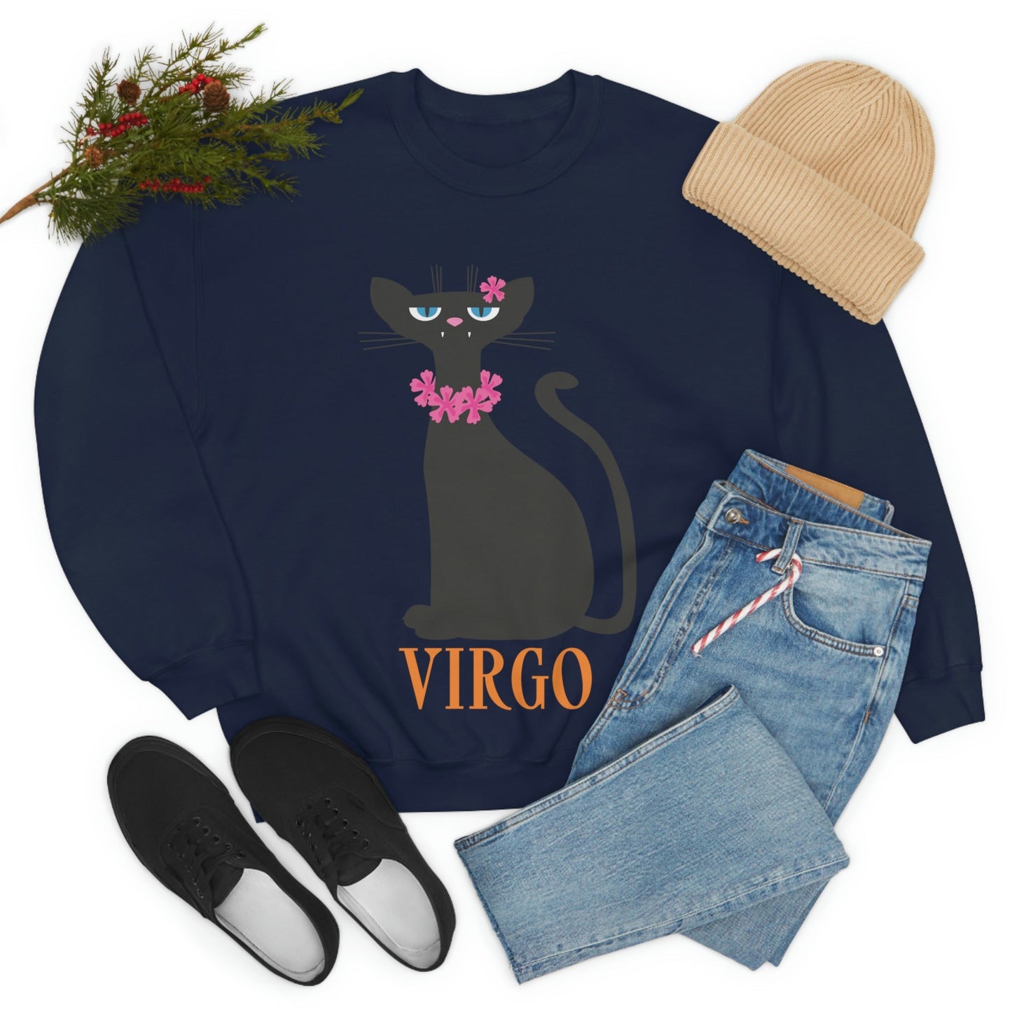 Virgo Cat Zodiac Sign Unisex Heavy Blend™ Crewneck Sweatshirt Ichaku [Perfect Gifts Selection]