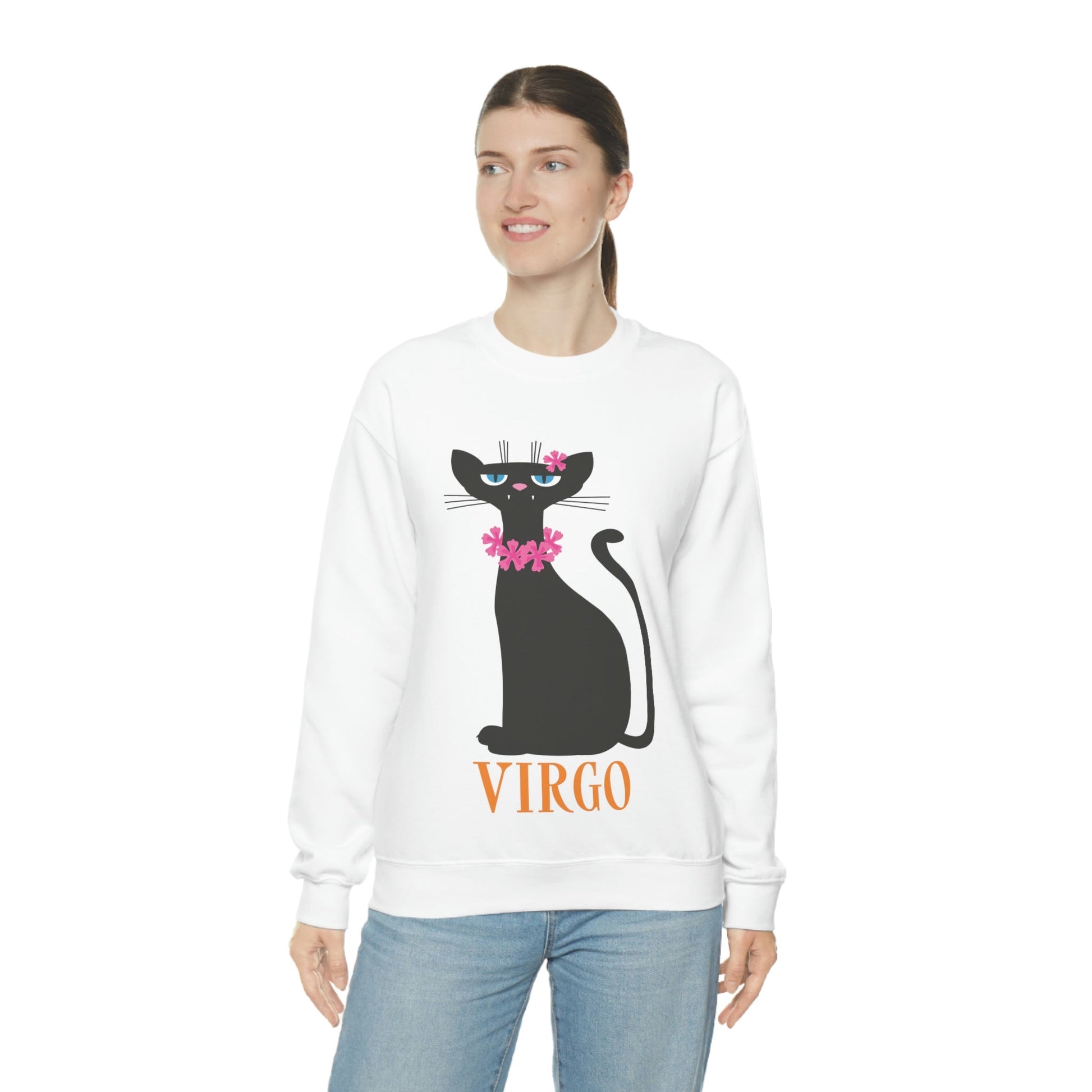 Virgo Cat Zodiac Sign Unisex Heavy Blend™ Crewneck Sweatshirt Ichaku [Perfect Gifts Selection]