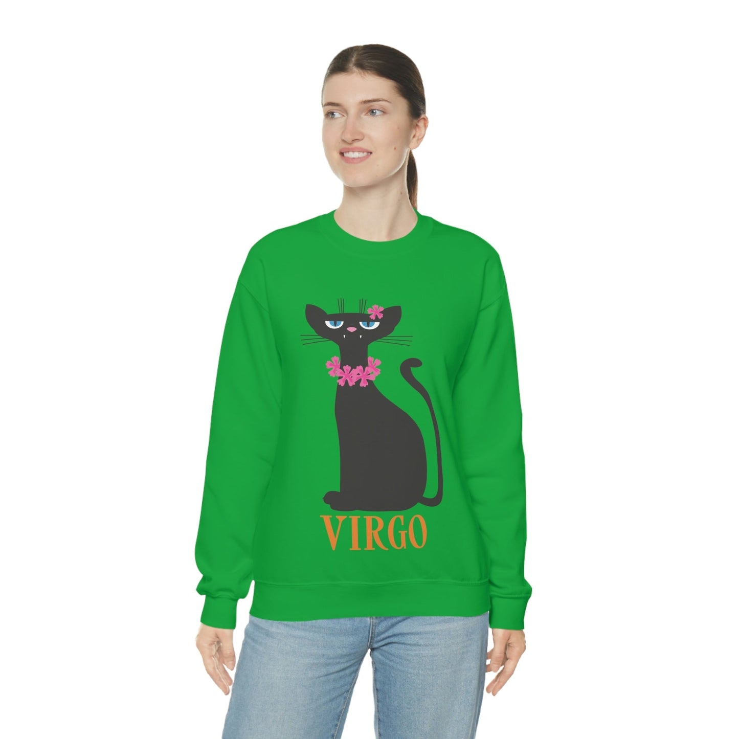 Virgo Cat Zodiac Sign Unisex Heavy Blend™ Crewneck Sweatshirt Ichaku [Perfect Gifts Selection]