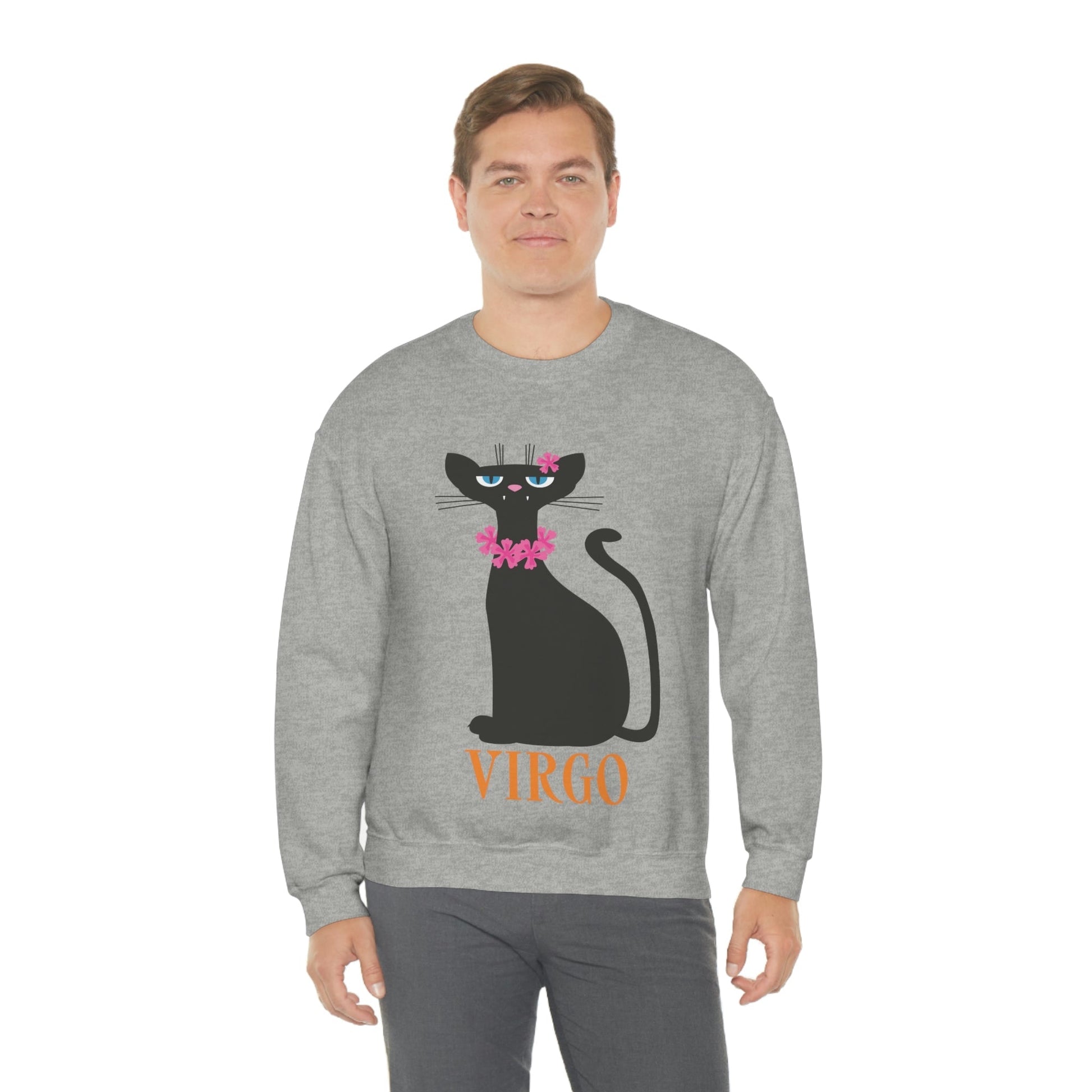 Virgo Cat Zodiac Sign Unisex Heavy Blend™ Crewneck Sweatshirt Ichaku [Perfect Gifts Selection]