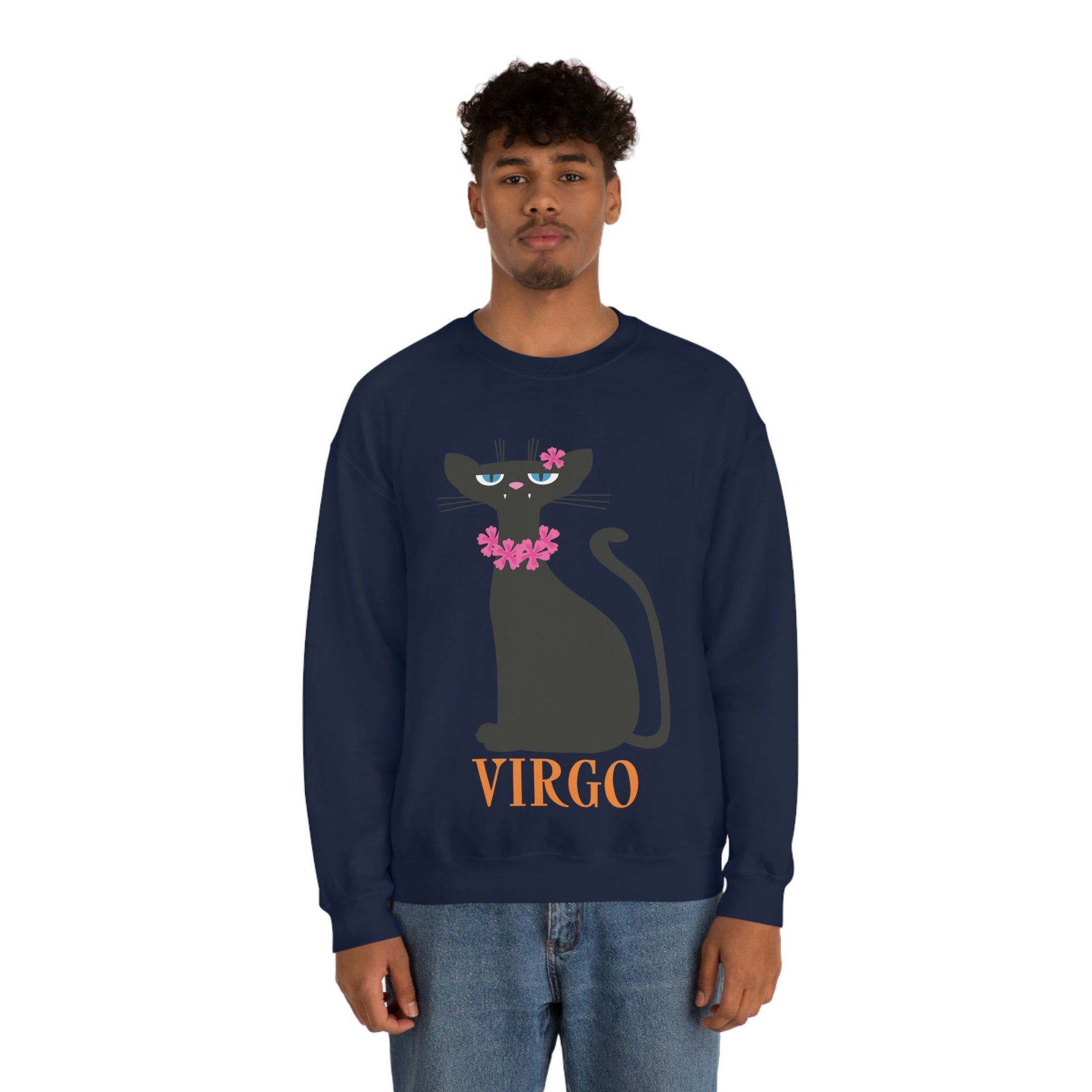 Virgo Cat Zodiac Sign Unisex Heavy Blend™ Crewneck Sweatshirt Ichaku [Perfect Gifts Selection]