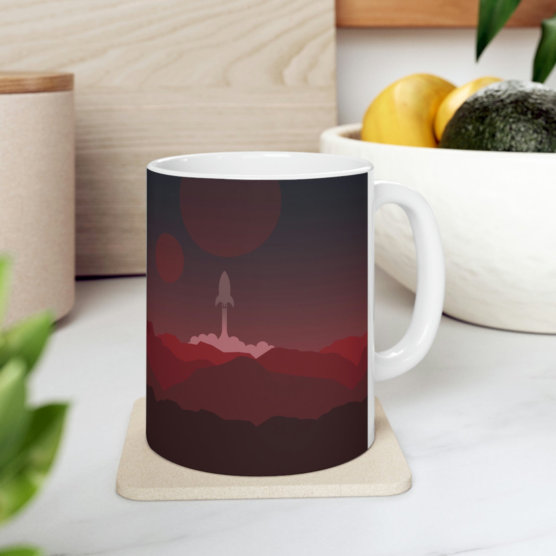 Visit Red Planet Aesthetic Welcome to Mars Sci fi Space Minimal Art Aliens Ceramic Mug 11oz Ichaku [Perfect Gifts Selection]
