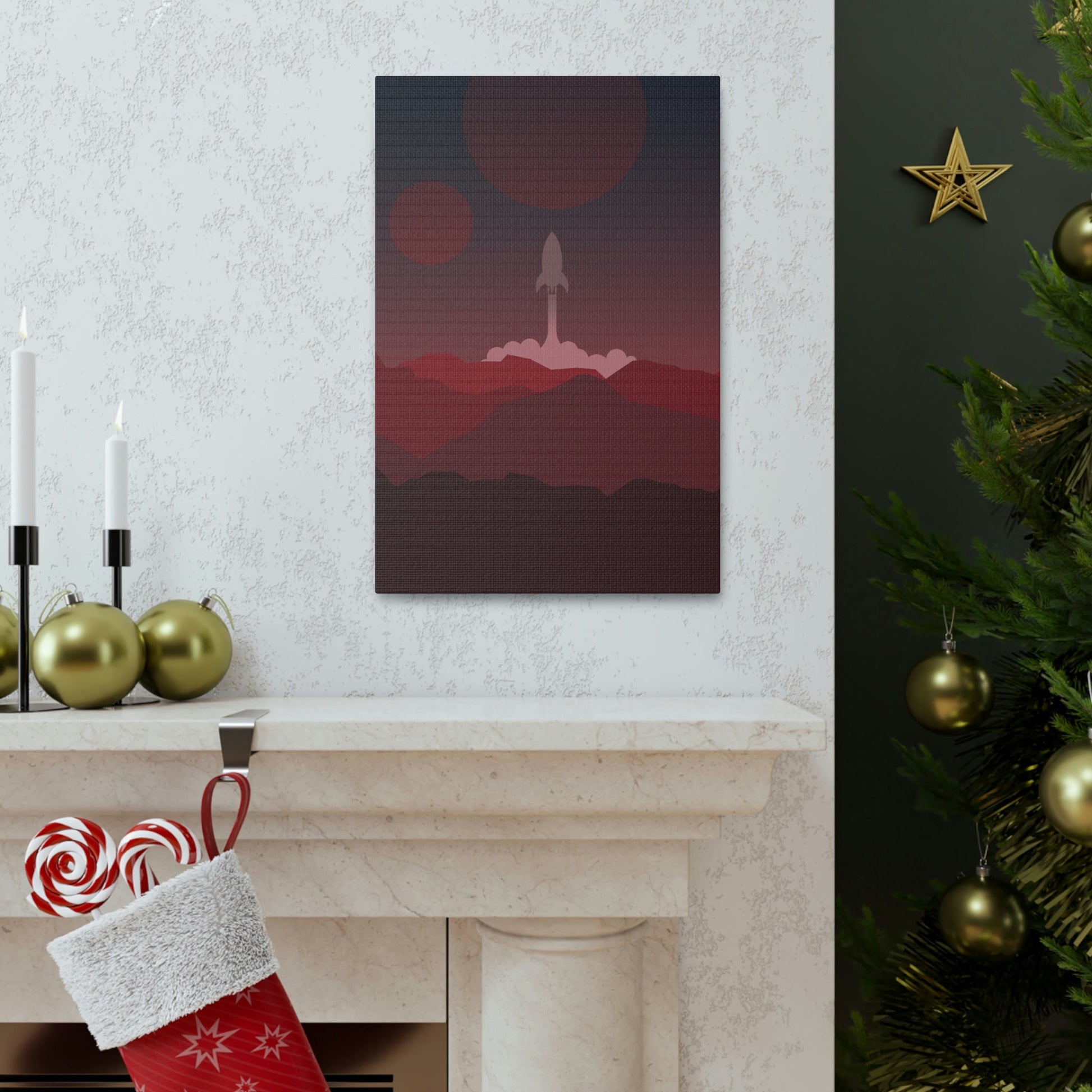 Visit Red Planet Aesthetic Welcome to Mars Sci fi Space Minimal Art Aliens Classic Art Canvas Gallery Wraps Ichaku [Perfect Gifts Selection]