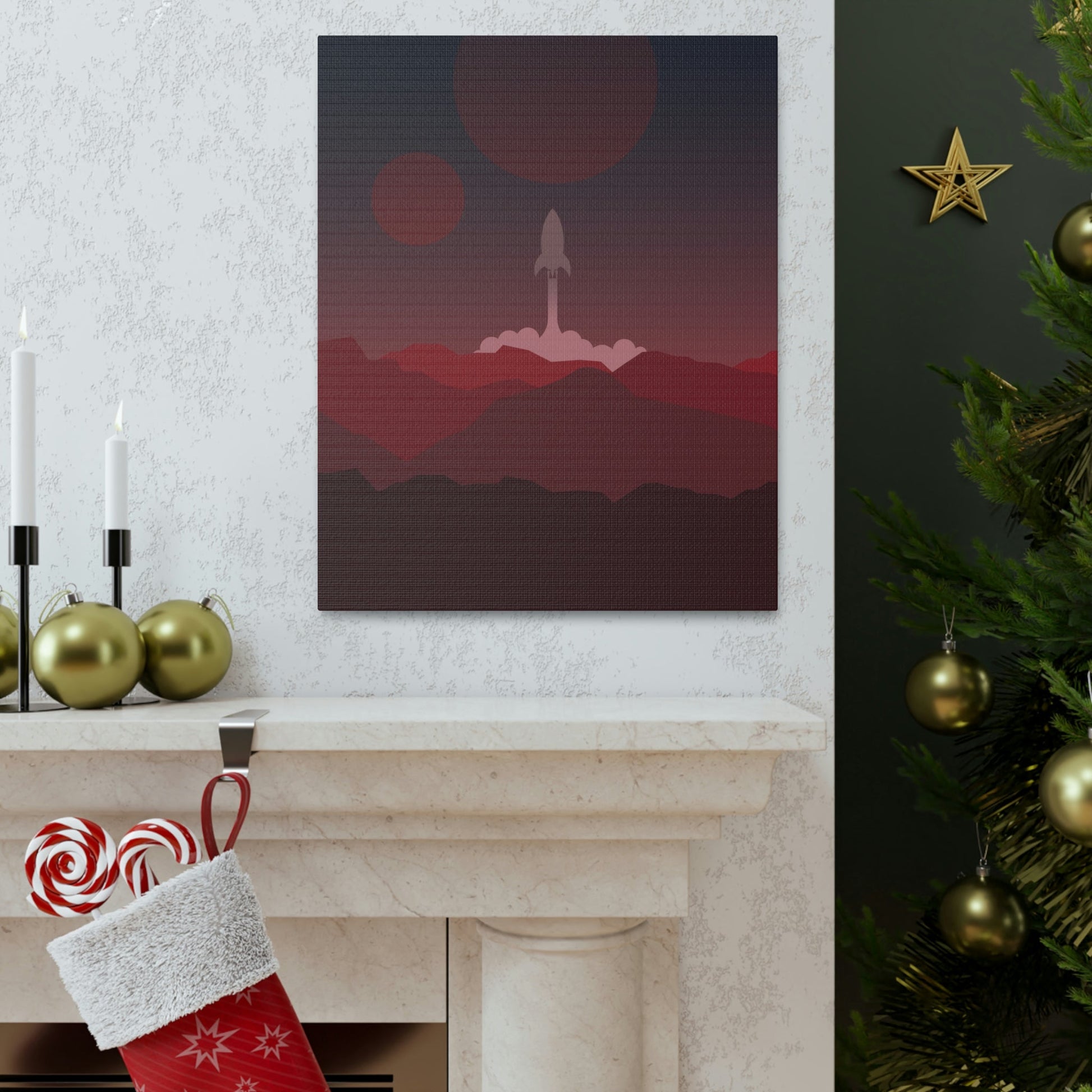 Visit Red Planet Aesthetic Welcome to Mars Sci fi Space Minimal Art Aliens Classic Art Canvas Gallery Wraps Ichaku [Perfect Gifts Selection]