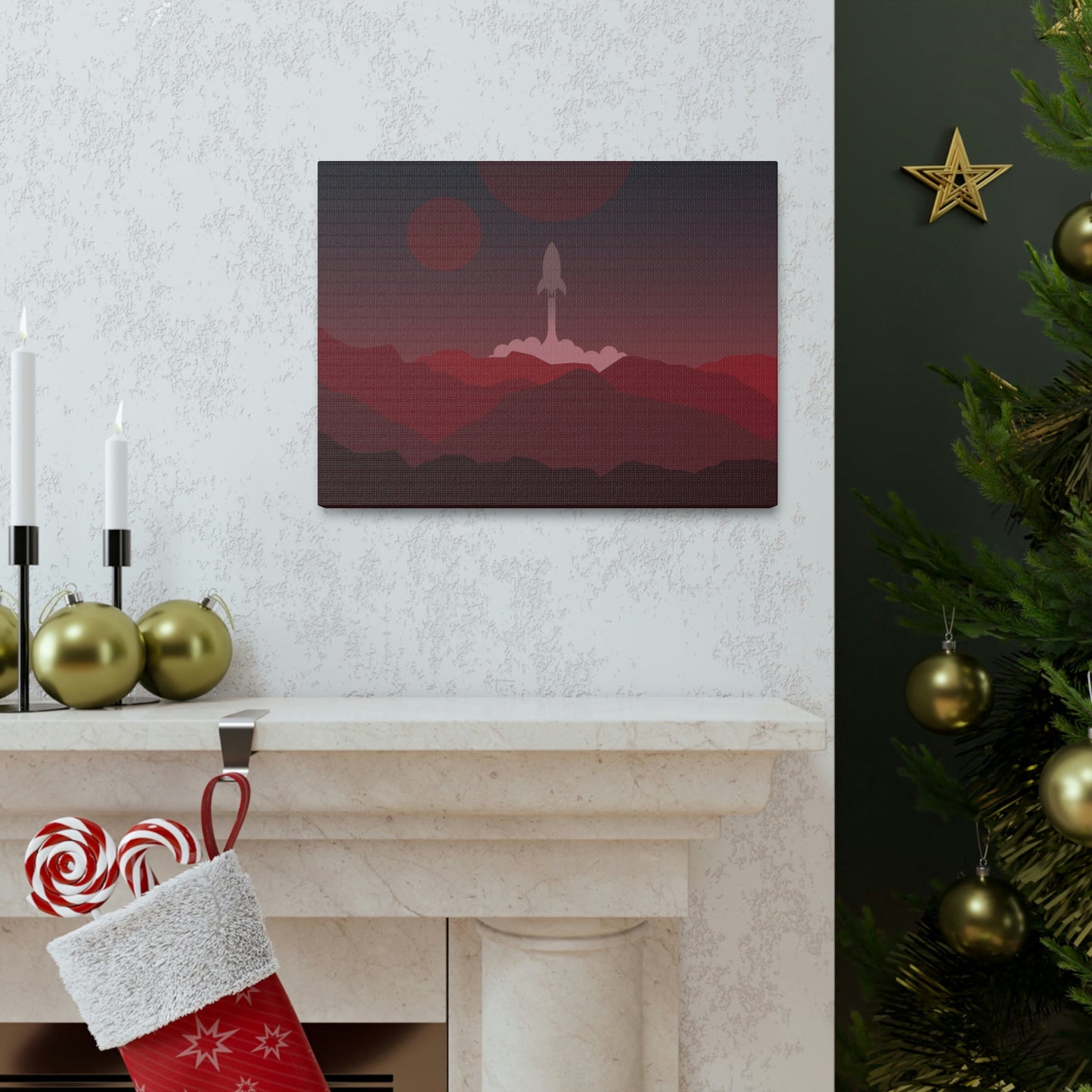 Visit Red Planet Aesthetic Welcome to Mars Sci fi Space Minimal Art Aliens Classic Art Canvas Gallery Wraps Ichaku [Perfect Gifts Selection]