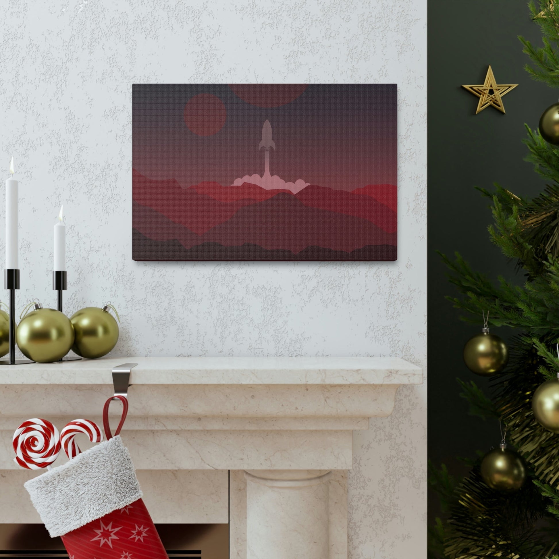 Visit Red Planet Aesthetic Welcome to Mars Sci fi Space Minimal Art Aliens Classic Art Canvas Gallery Wraps Ichaku [Perfect Gifts Selection]