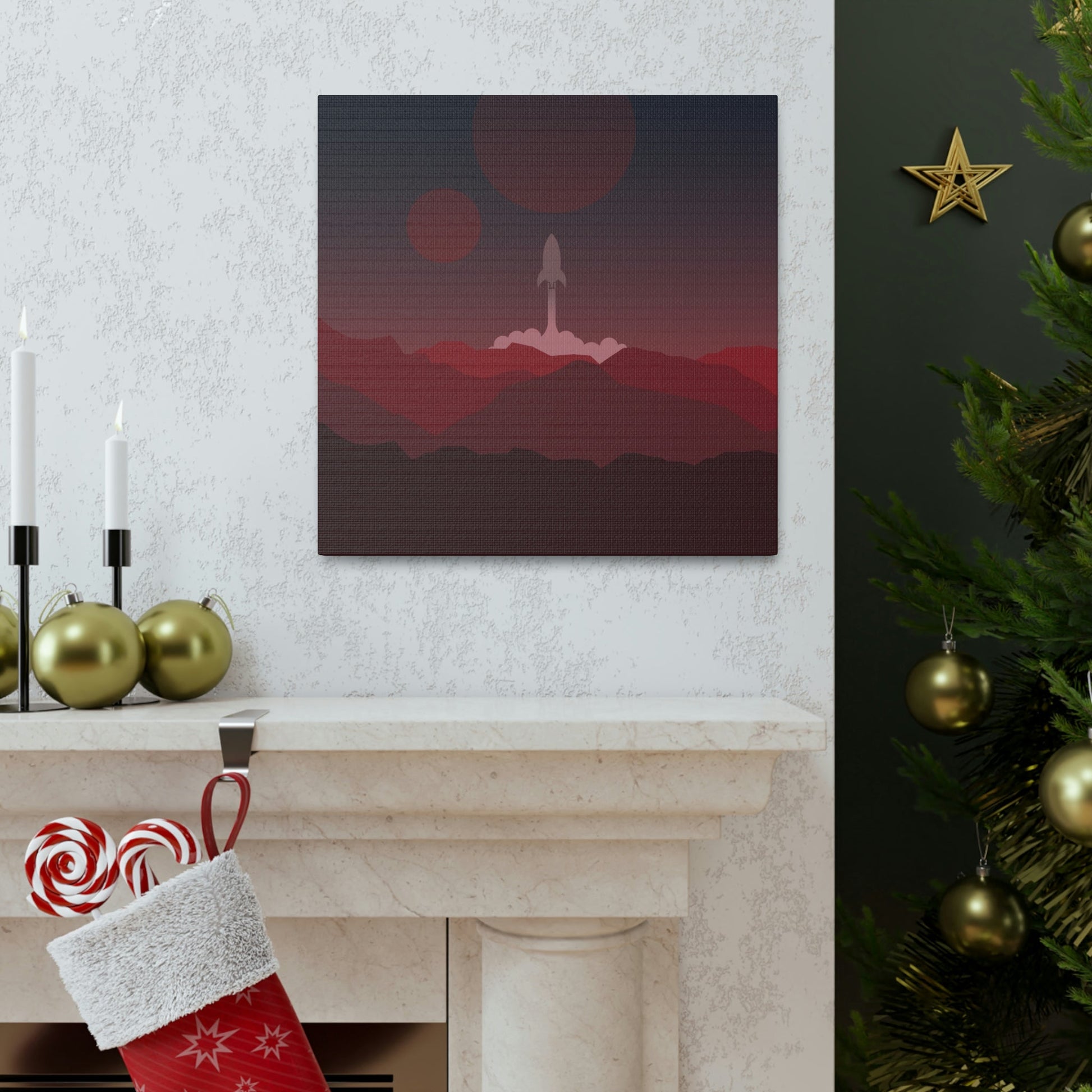 Visit Red Planet Aesthetic Welcome to Mars Sci fi Space Minimal Art Aliens Classic Art Canvas Gallery Wraps Ichaku [Perfect Gifts Selection]