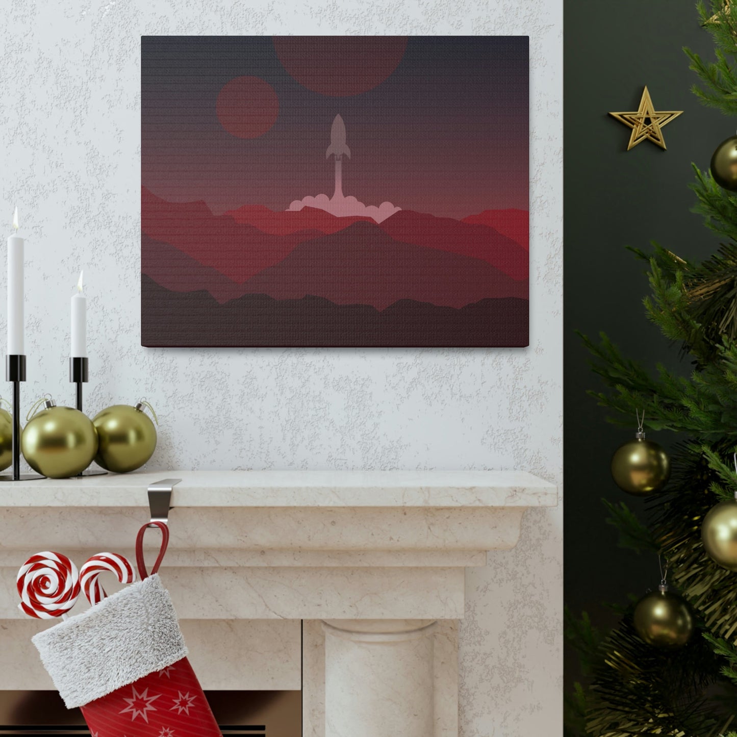 Visit Red Planet Aesthetic Welcome to Mars Sci fi Space Minimal Art Aliens Classic Art Canvas Gallery Wraps Ichaku [Perfect Gifts Selection]