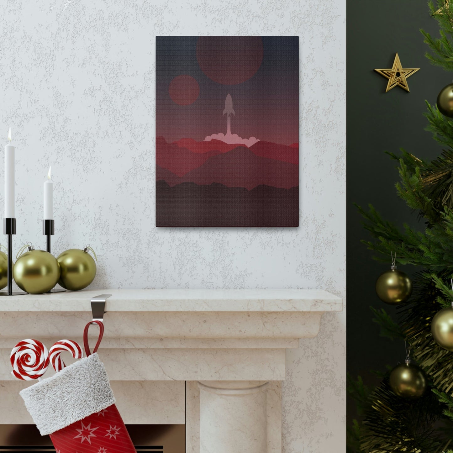 Visit Red Planet Aesthetic Welcome to Mars Sci fi Space Minimal Art Aliens Classic Art Canvas Gallery Wraps Ichaku [Perfect Gifts Selection]