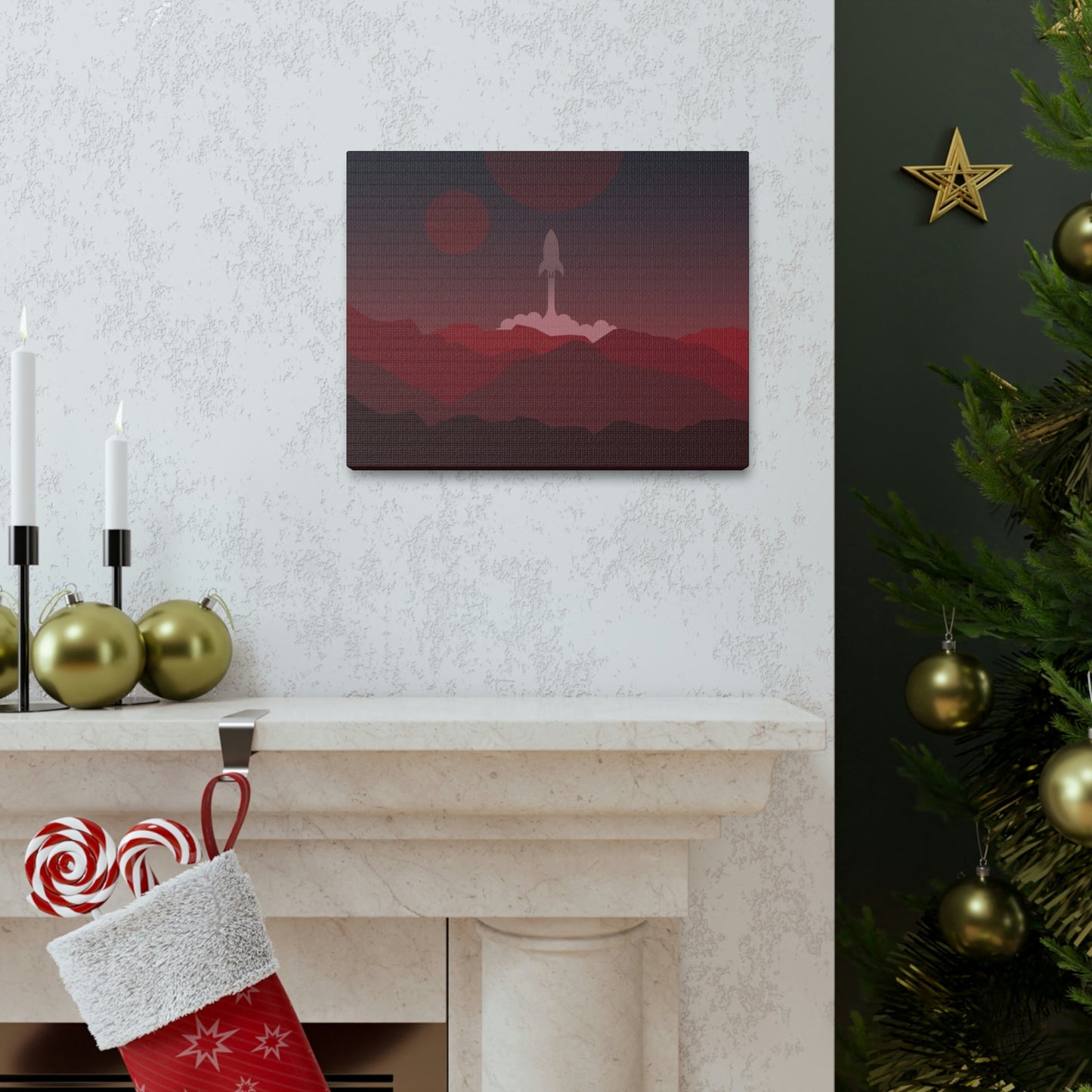 Visit Red Planet Aesthetic Welcome to Mars Sci fi Space Minimal Art Aliens Classic Art Canvas Gallery Wraps Ichaku [Perfect Gifts Selection]