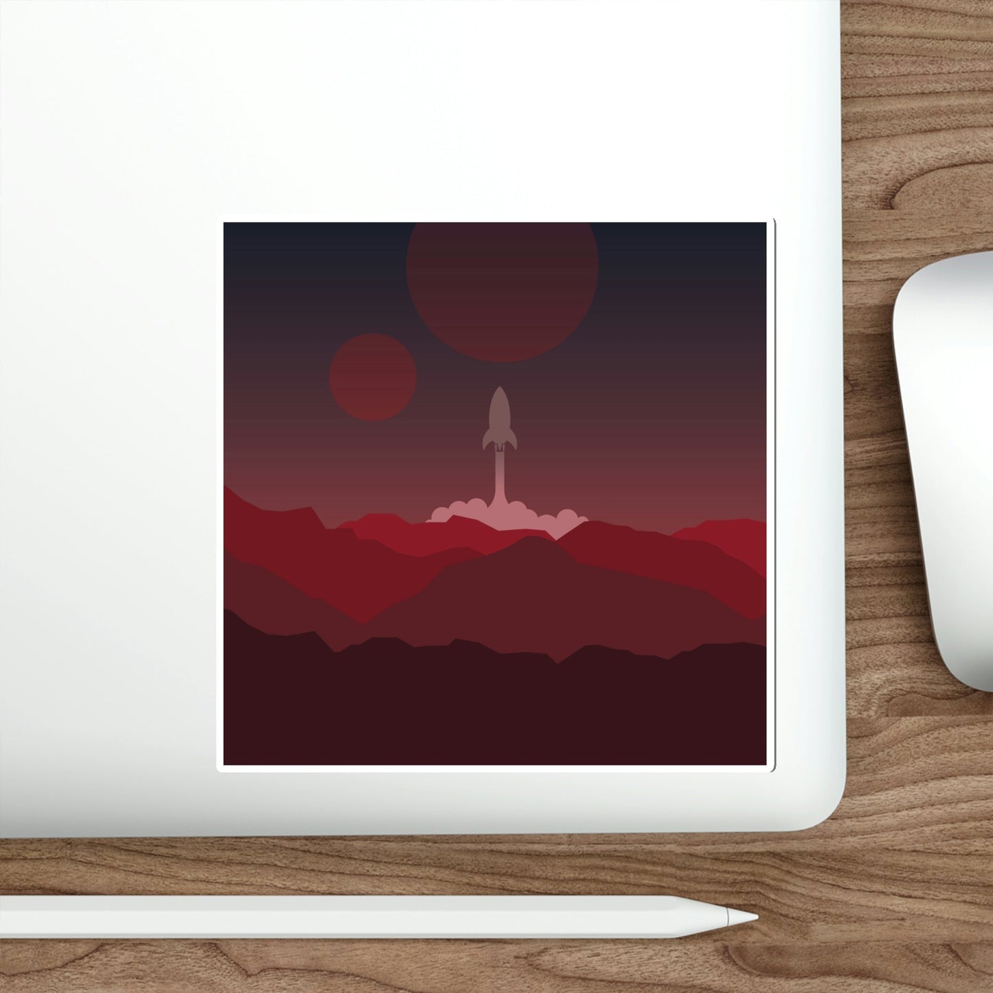 Visit Red Planet Aesthetic Welcome to Mars Sci fi Space Minimal Art Aliens Die-Cut Sticker Ichaku [Perfect Gifts Selection]