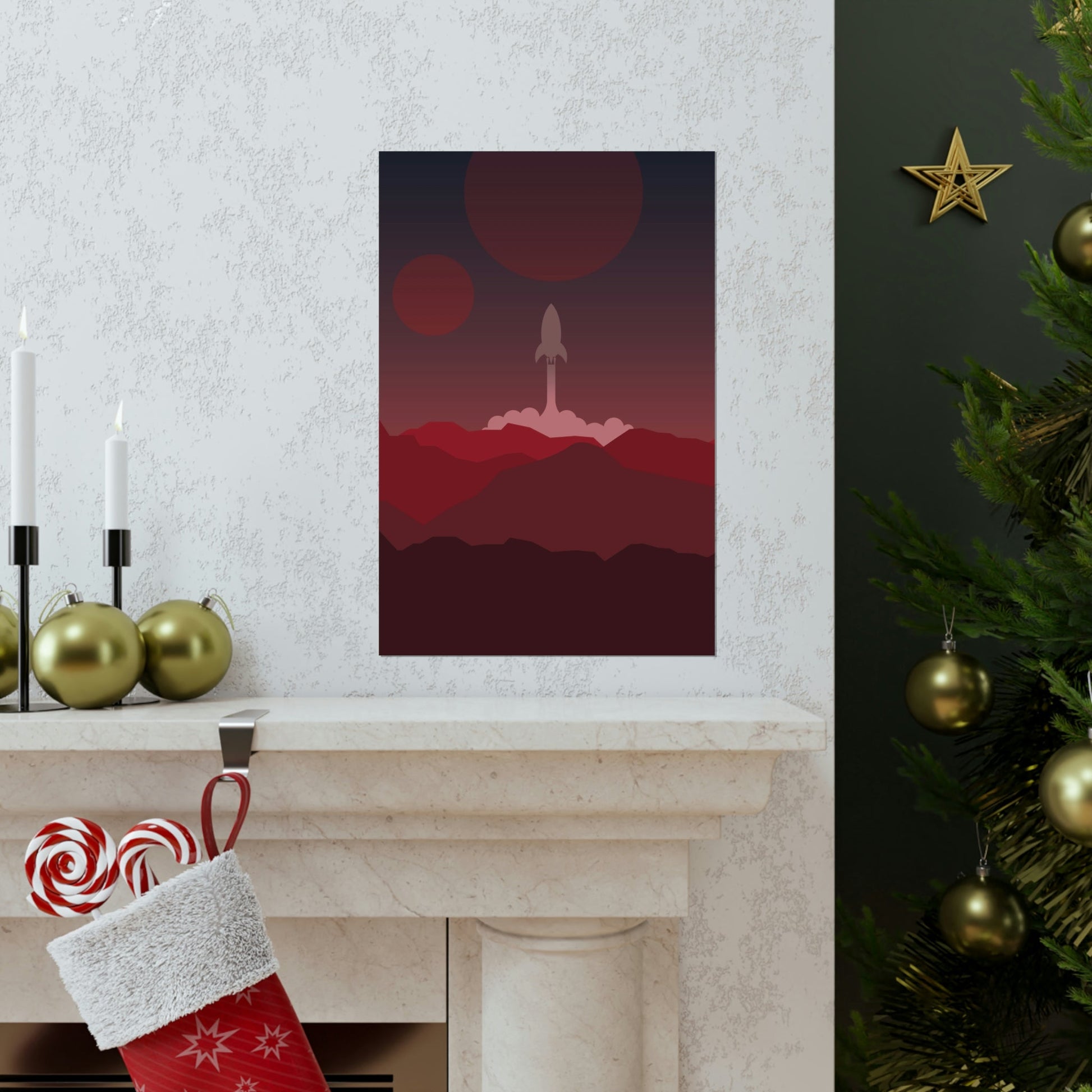 Visit Red Planet Aesthetic Welcome to Mars Sci fi Space Minimal Art Aliens Premium Matte Vertical Posters Ichaku [Perfect Gifts Selection]